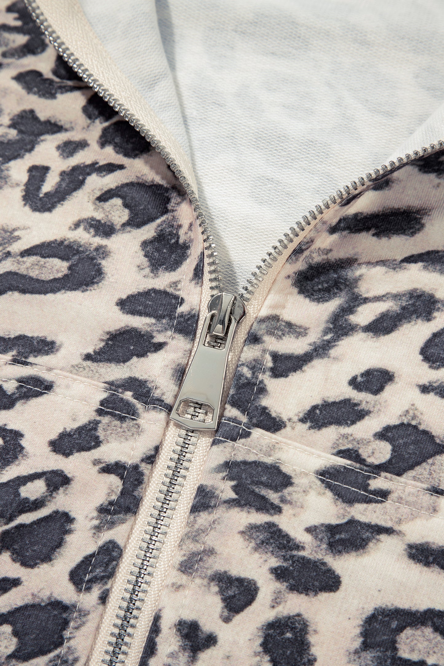 Multicolour Leopard Zip-Up Hooded Drawstring Pant Set-Two Piece Sets/Short Sets-[Adult]-[Female]-2022 Online Blue Zone Planet
