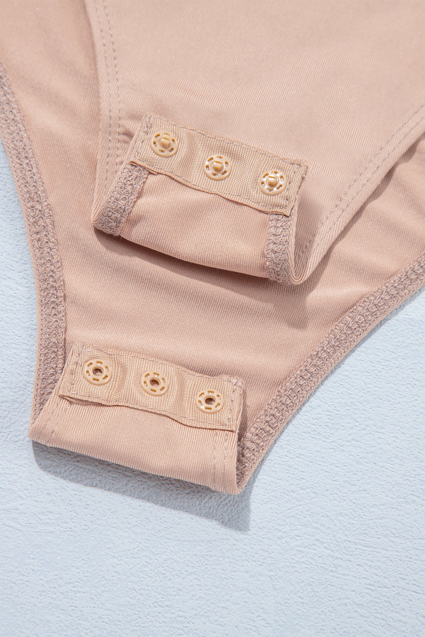 Light French Beige Solid Color Velvet Knot Square Neck Sheer Long Sleeve Bodysuit-Tops/Bodysuits-[Adult]-[Female]-2022 Online Blue Zone Planet