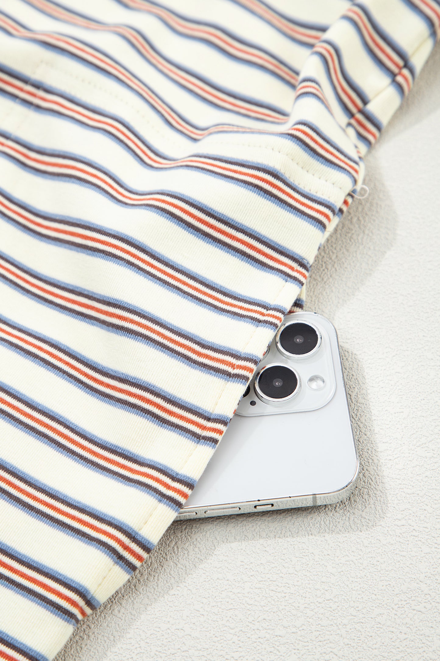 White Stripe Drop Shoulder Cuffed Sleeve Loose Tunic T Shirt Mini Dress-TOPS / DRESSES-[Adult]-[Female]-2022 Online Blue Zone Planet