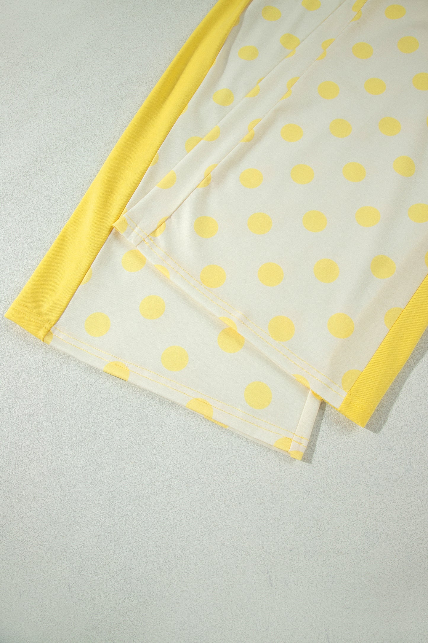 Yellow Color Block Patchwork Polka Dot Wide Leg Pant Set-Two Piece Sets/Pant Sets-[Adult]-[Female]-2022 Online Blue Zone Planet