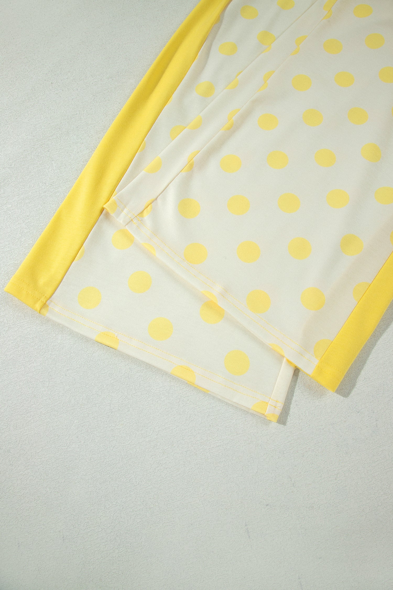 Yellow Color Block Patchwork Polka Dot Wide Leg Pant Set-Two Piece Sets/Pant Sets-[Adult]-[Female]-2022 Online Blue Zone Planet