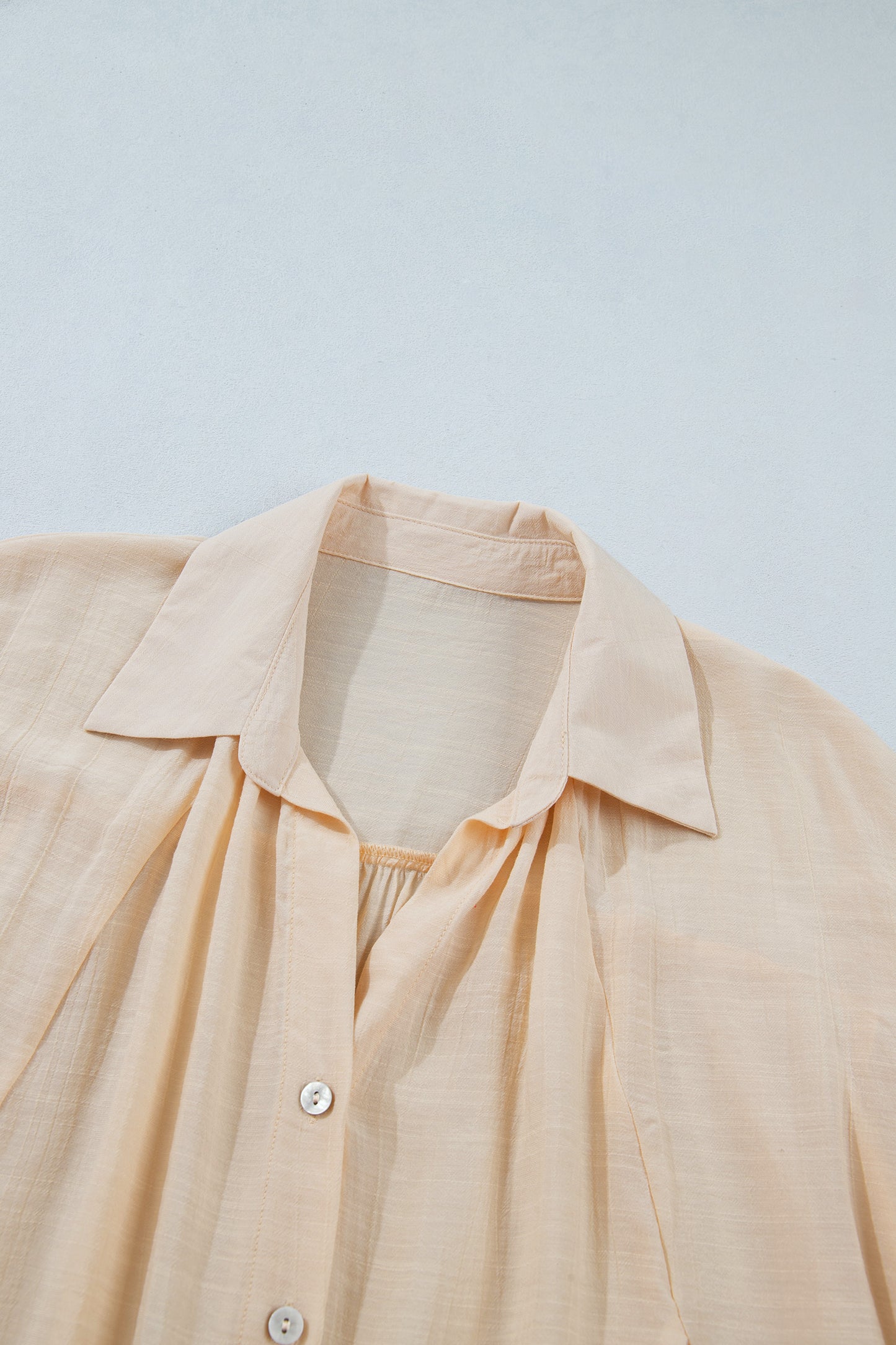 Oatmeal Sheer Lace Splicing Detail Bracelet Sleeve Loose Flowy Shirt-Bracelet-[Adult]-[Female]-2022 Online Blue Zone Planet