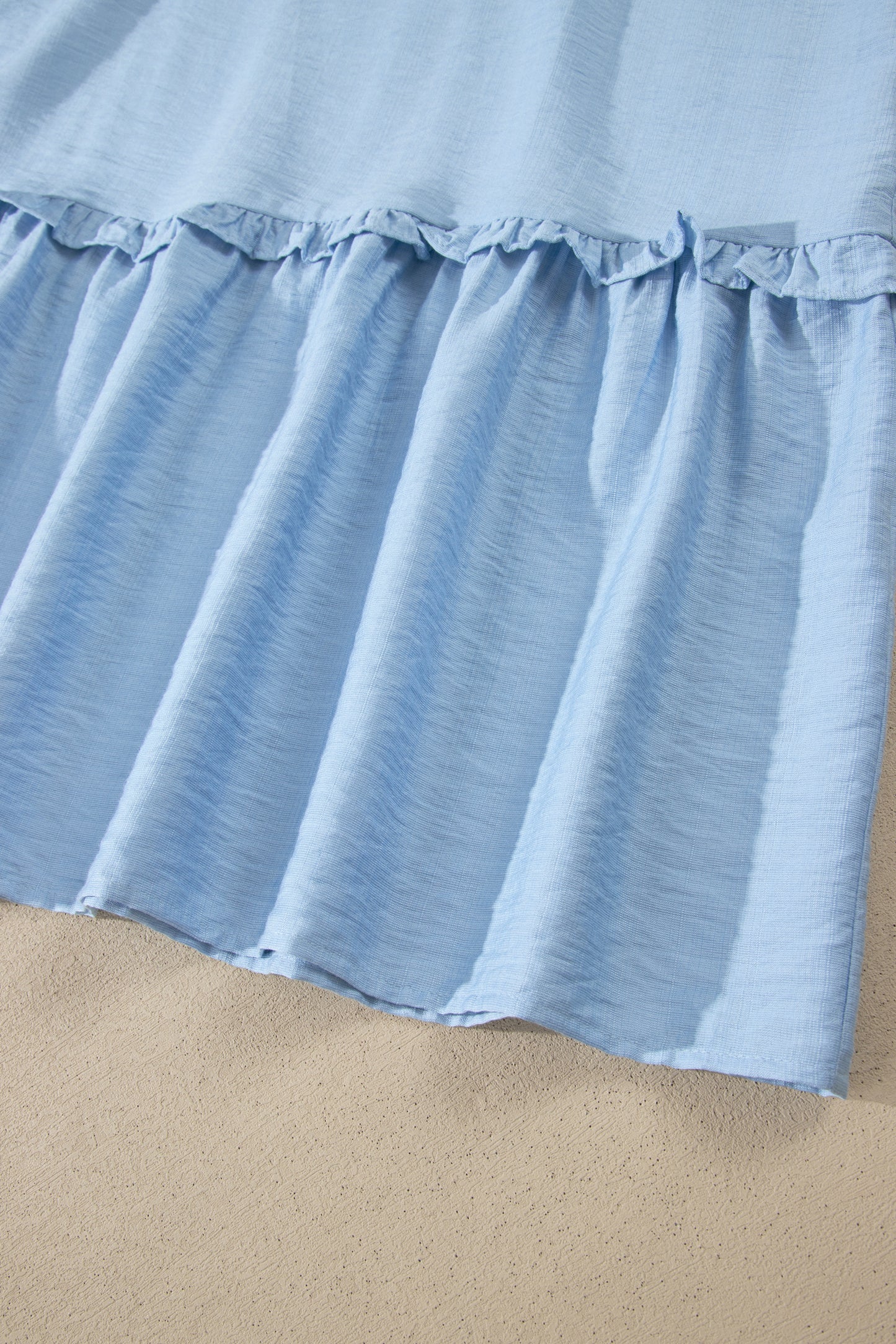 Beau Blue Solid Color Ruffle Trim High Waist Sleeveless Maxi Dress-TOPS / DRESSES-[Adult]-[Female]-2022 Online Blue Zone Planet
