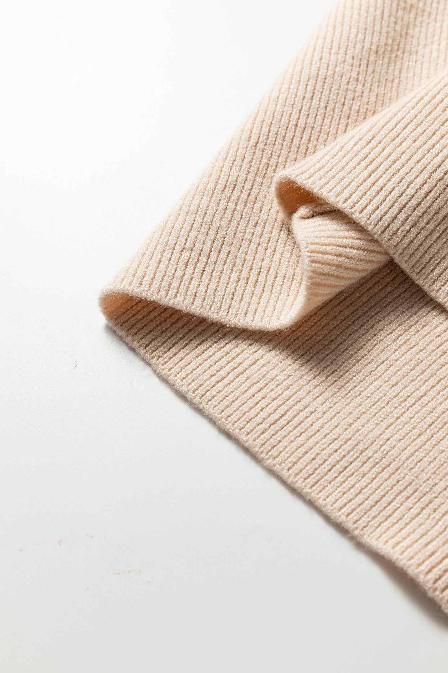 Khaki Color Block Plain Ribbed Knit Baggy Sweater-TOPS / DRESSES-[Adult]-[Female]-2022 Online Blue Zone Planet