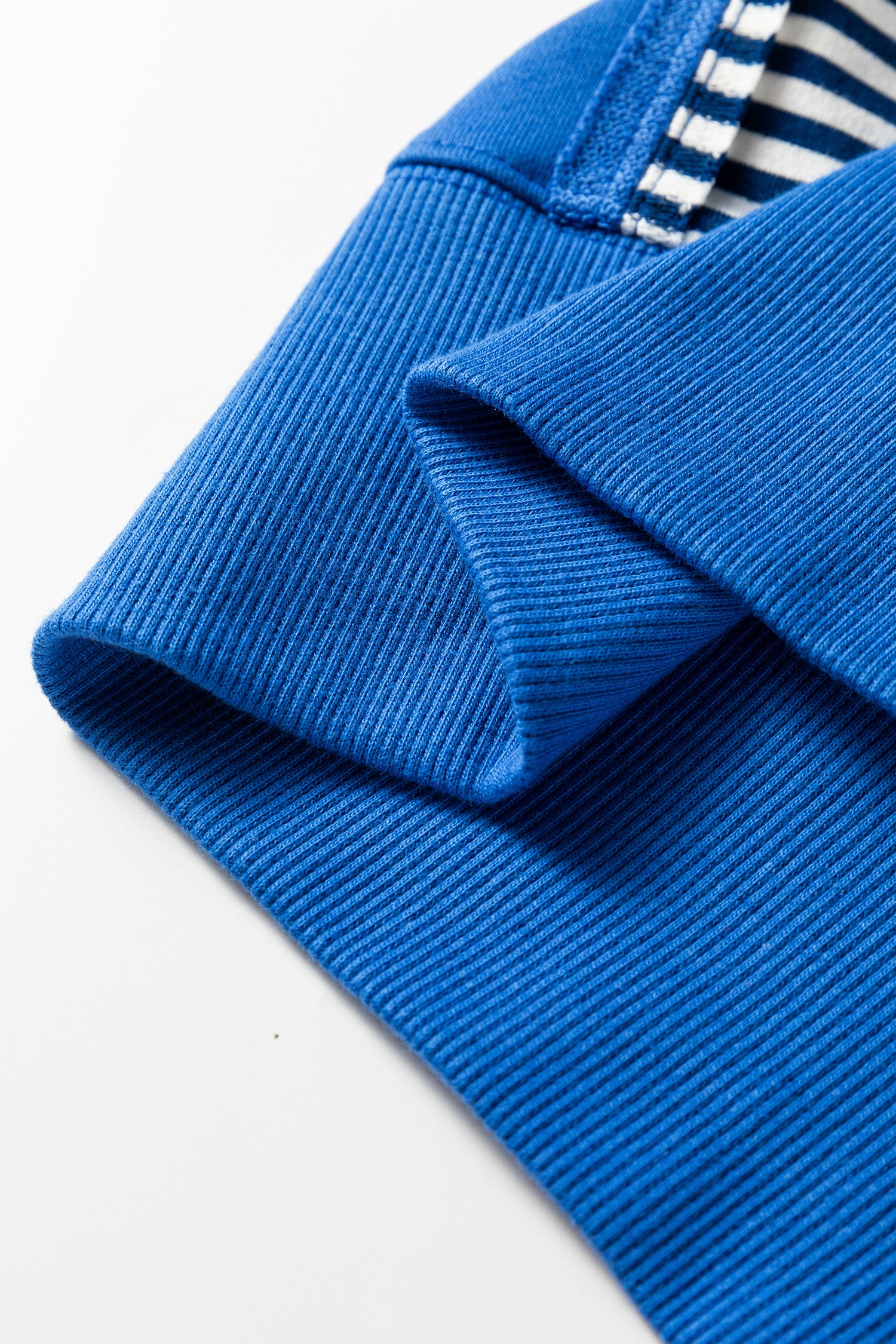 Dark Blue Striped Patchwork Sleeve Colorblock Sweatshirt-Tops/Sweatshirts & Hoodies-[Adult]-[Female]-2022 Online Blue Zone Planet