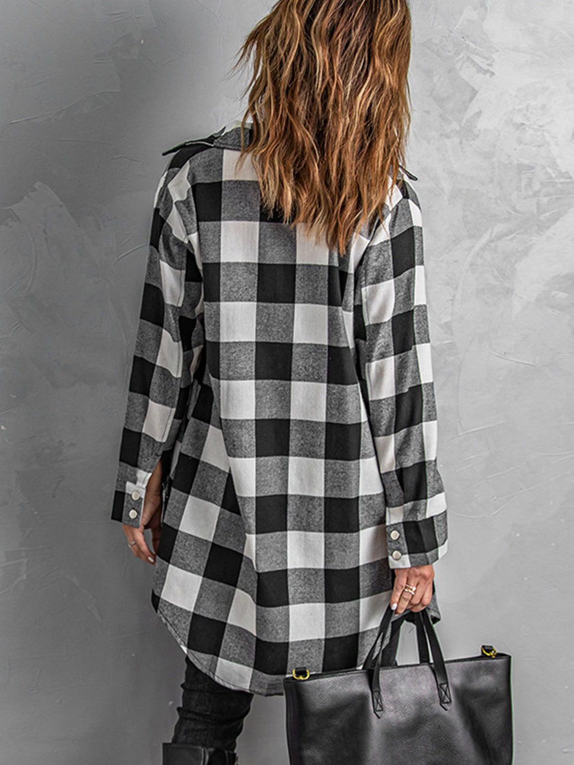 Blue Zone Planet | Plaid Snap Down Long Sleeve Jacket-TOPS / DRESSES-[Adult]-[Female]-2022 Online Blue Zone Planet