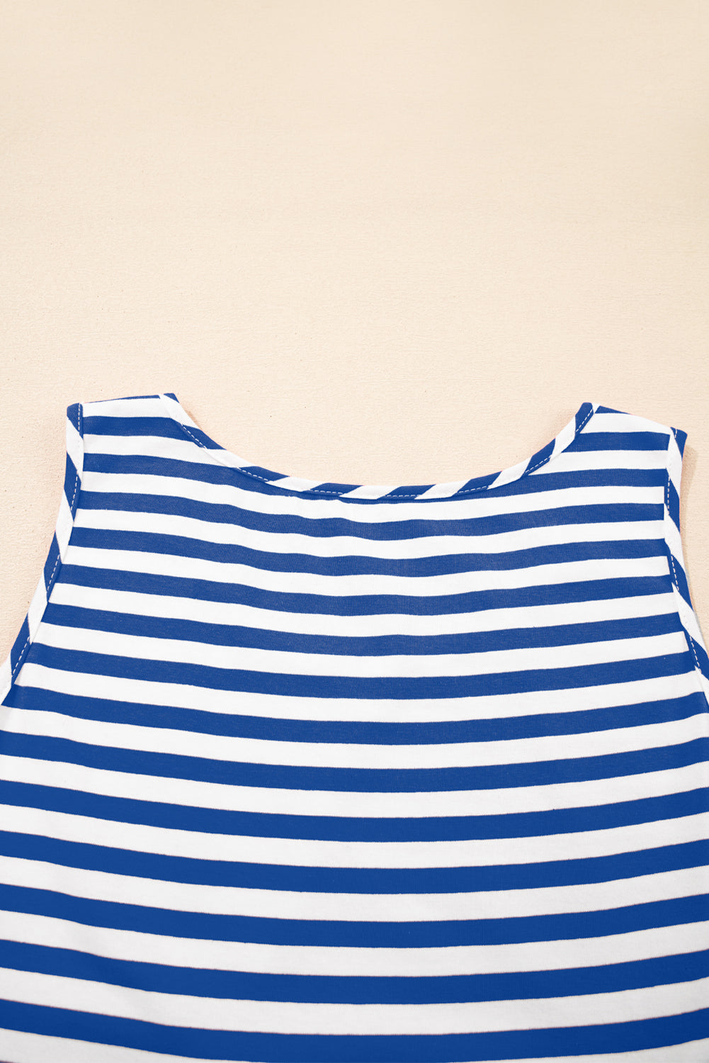 Sky Blue Stripe U Neck Sleeveless Loose Fit Mini Dress-TOPS / DRESSES-[Adult]-[Female]-2022 Online Blue Zone Planet