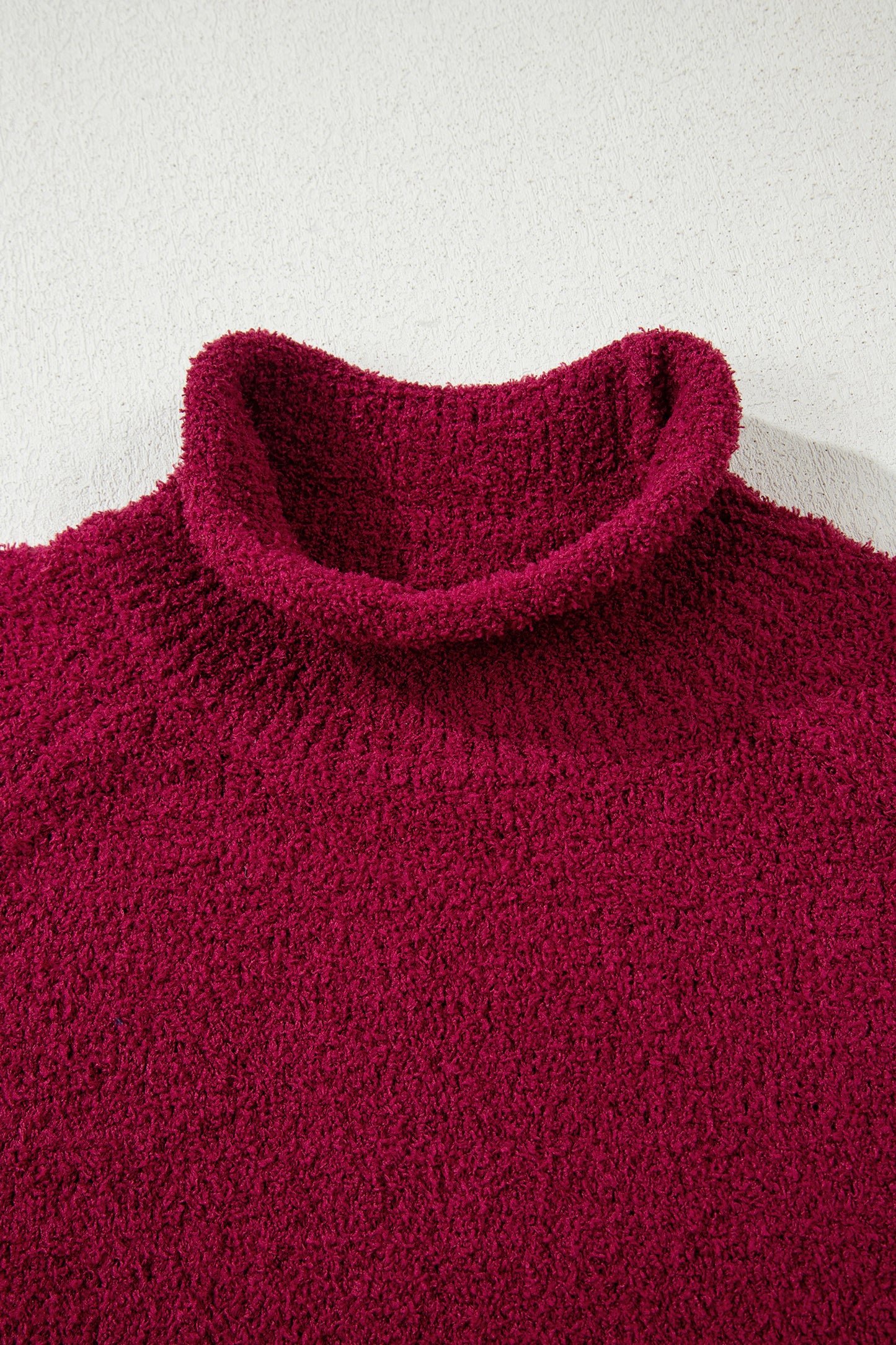Burgundy Popcorn Mock Neck Solid Sweater-Sweaters & Cardigans/Sweaters-[Adult]-[Female]-2022 Online Blue Zone Planet