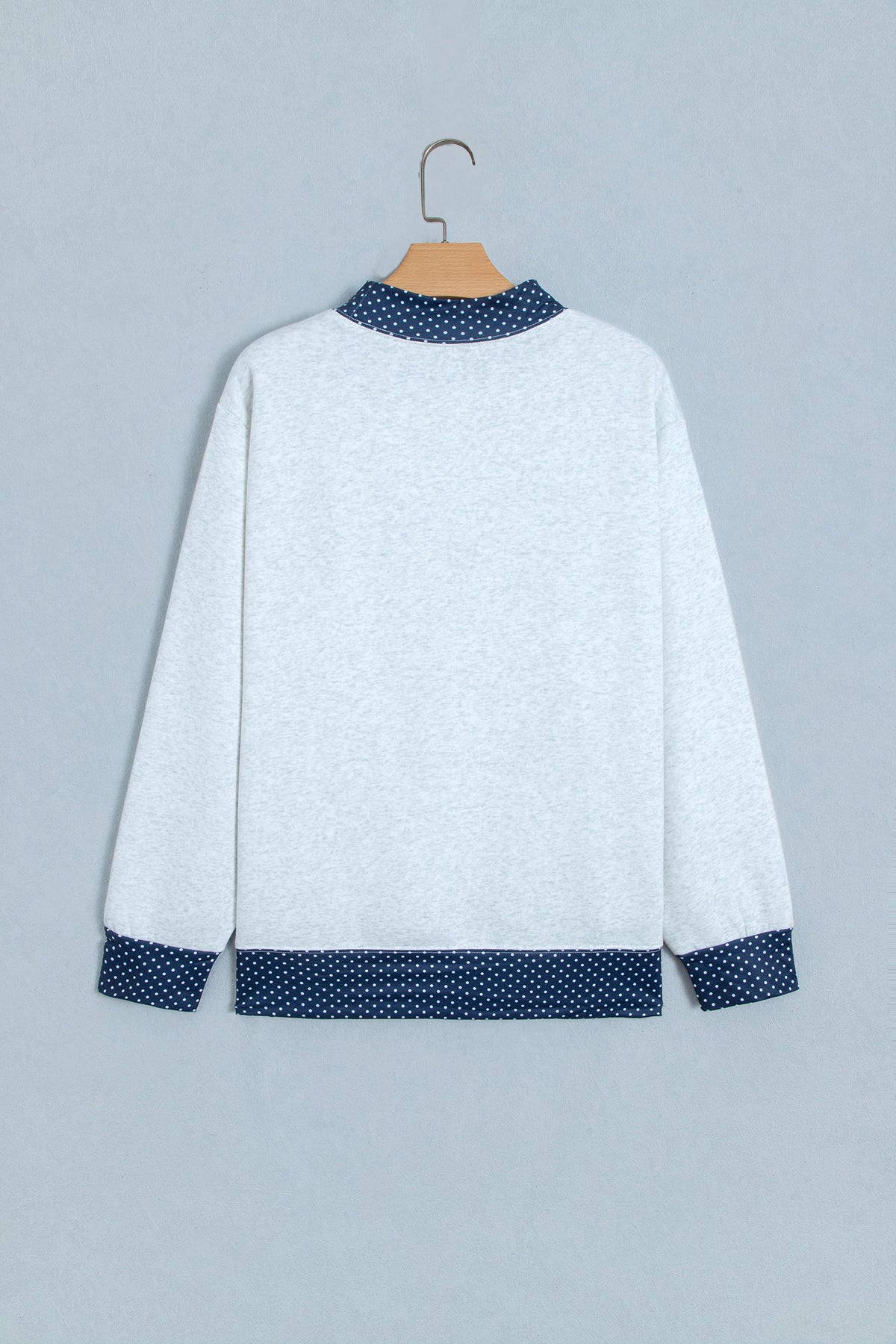 Light Grey Polka Dot Contrast Trim JESUS Letter Graphic Sweatshirt-Tops/Sweatshirts & Hoodies-[Adult]-[Female]-2022 Online Blue Zone Planet