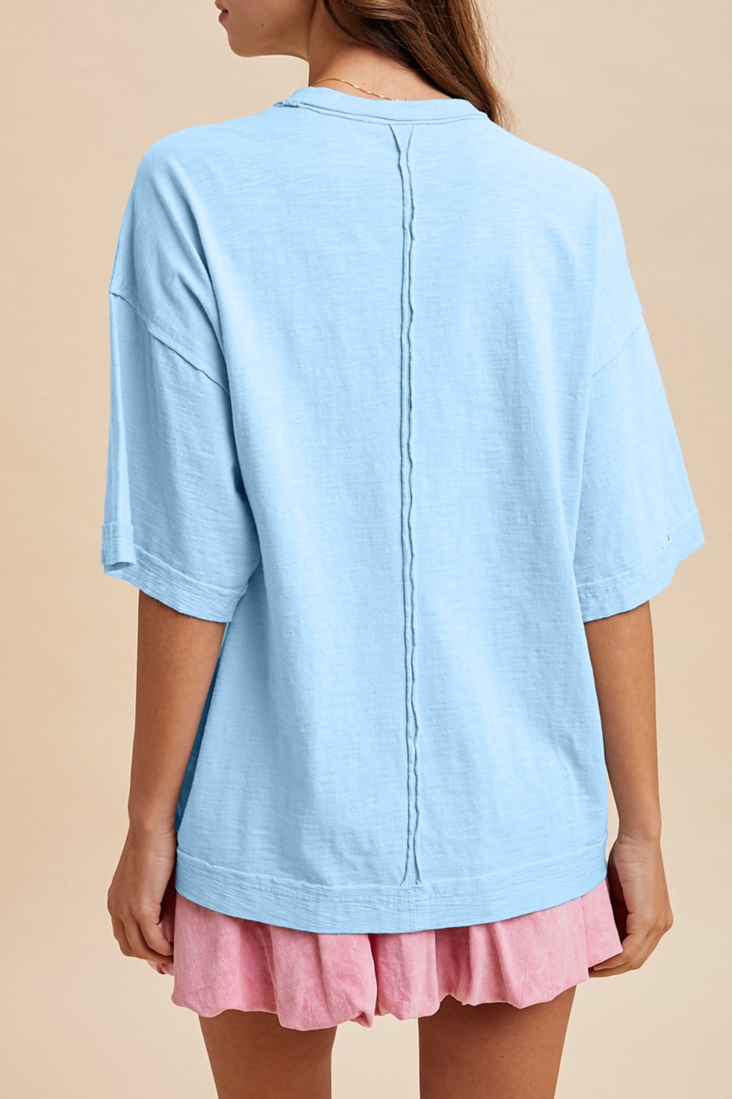 Mist Blue Western Mallard Oversized Tee-Tops/Tops & Tees-[Adult]-[Female]-2022 Online Blue Zone Planet