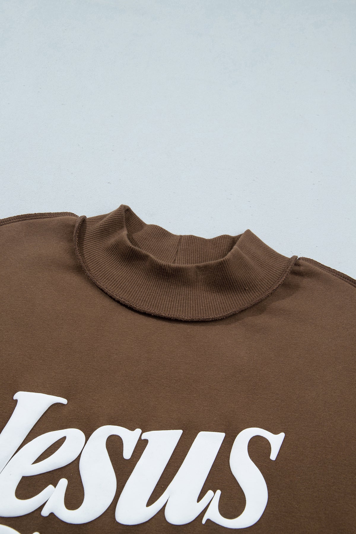 Fiery Red Jesus Saves Slogan Print Stand Neck Baggy Sweatshirt-Tops/Sweatshirts & Hoodies-[Adult]-[Female]-2022 Online Blue Zone Planet