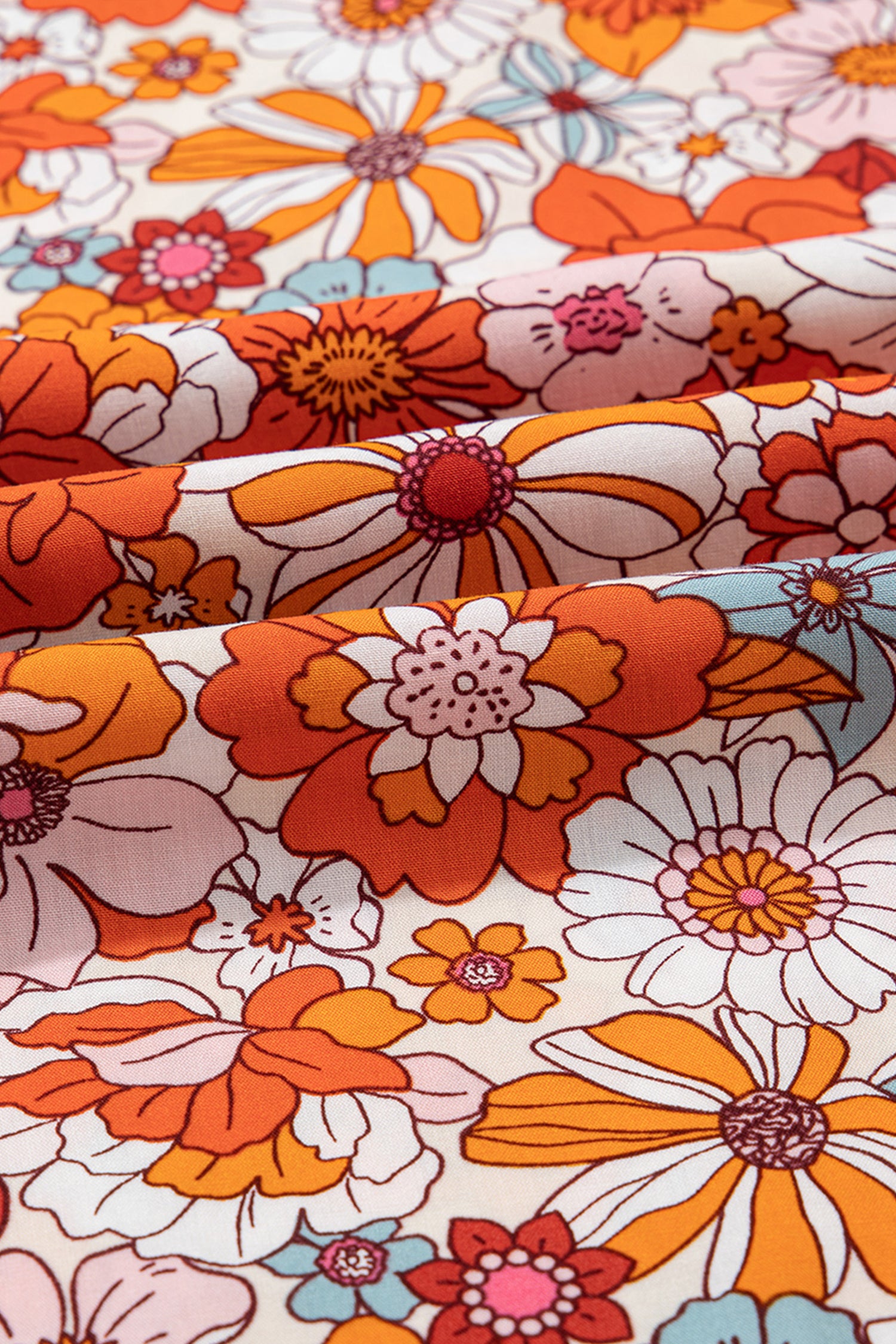Orange Floral Print Sleeveless Smocked Shift Jumpsuit-Bottoms/Jumpsuits & Rompers-[Adult]-[Female]-2022 Online Blue Zone Planet