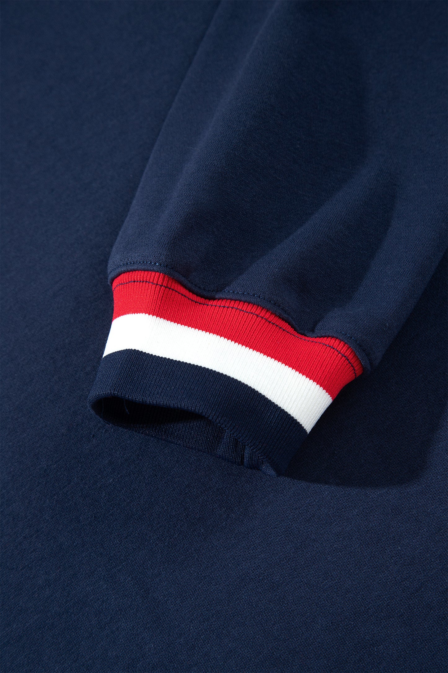 Dirty blue USA Slogan Patch Embroidery Colorblock High Neck Long Sleeve Sweatshirt-Tops/Sweatshirts & Hoodies-[Adult]-[Female]-2022 Online Blue Zone Planet