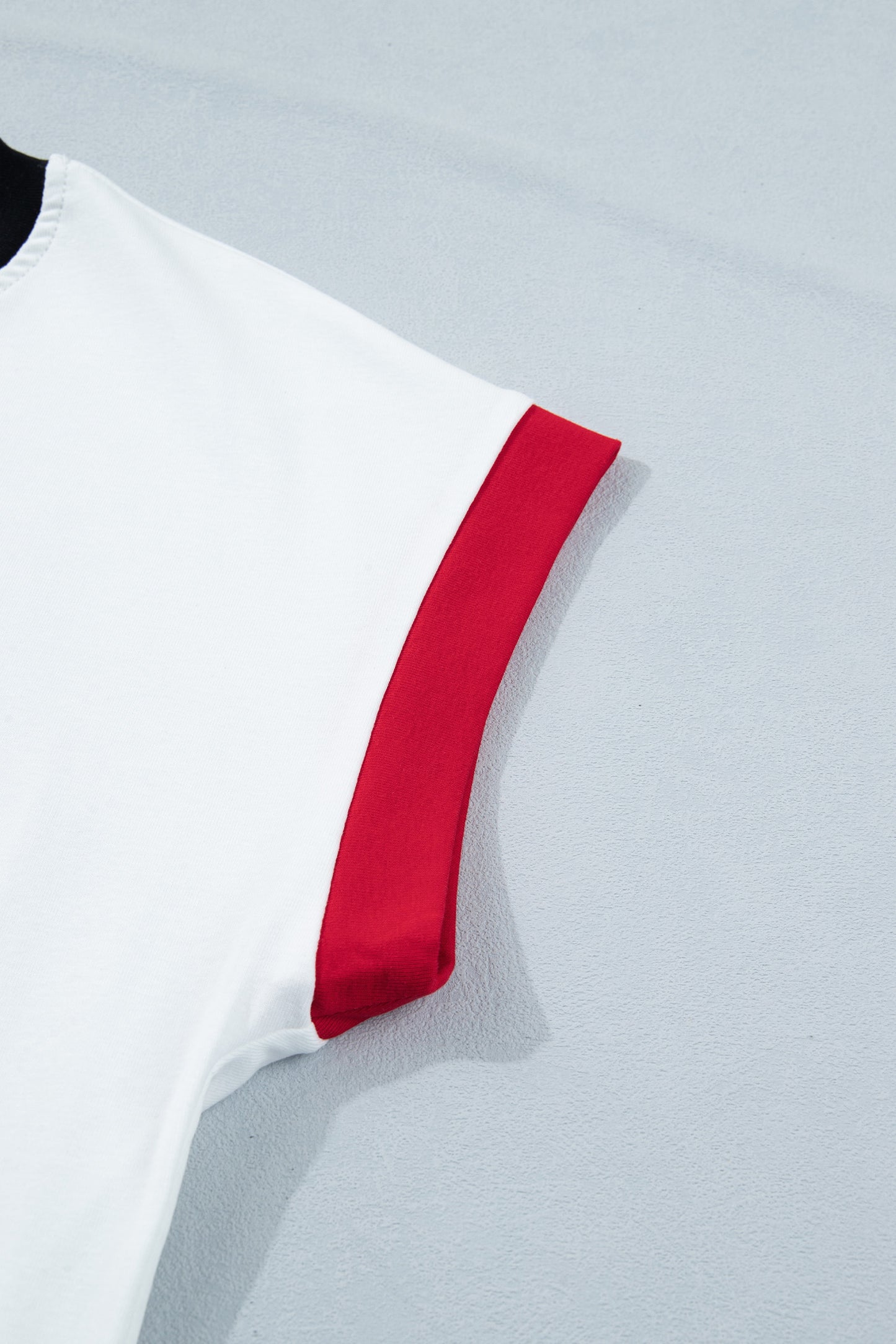 White Usa Sequin Color Block Trim Loose T Shirt-Tops/Tops & Tees-[Adult]-[Female]-2022 Online Blue Zone Planet
