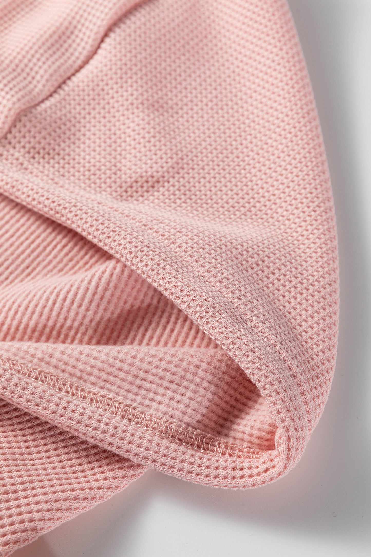 Gossamer Pink Lace Patchwork Raglan Sleeve Kangaroo Pocket Waffle Hoodie-Tops / Dresses-[Adult]-[Female]-2022 Online Blue Zone Planet