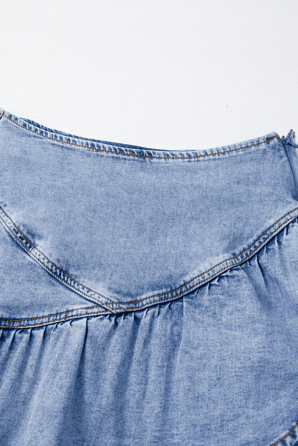 Beau Blue Asymmetric Ruffle Overlay Denim Mini Skirt-Bottoms/Skirts & Petticoat-[Adult]-[Female]-2022 Online Blue Zone Planet