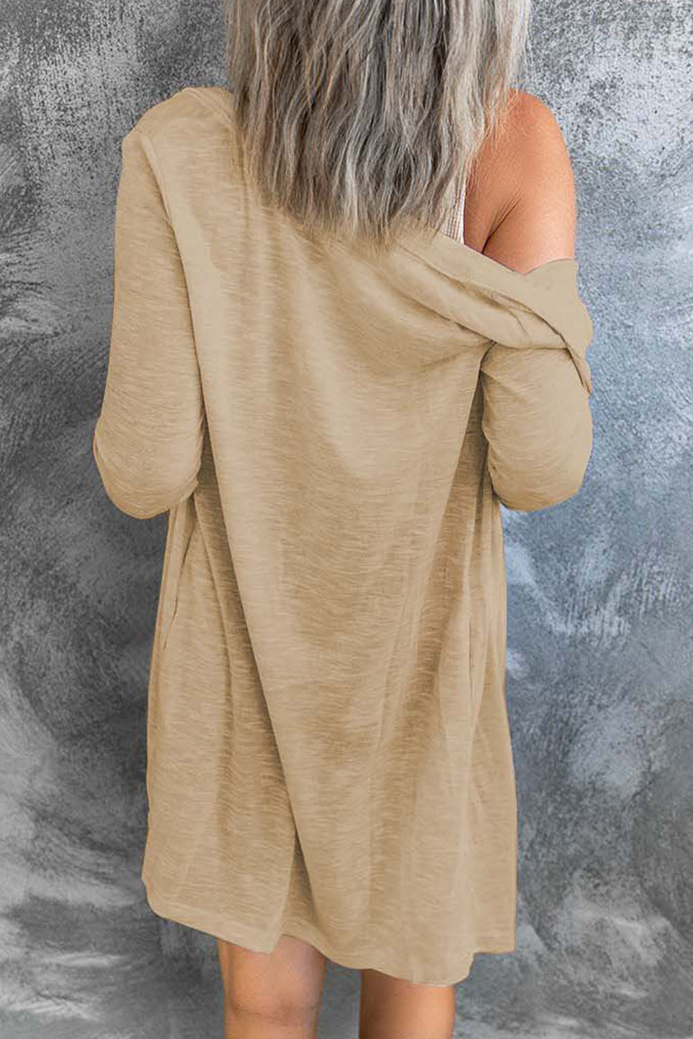 Solid Color Open-Front Buttons Cardigan-Sweaters & Cardigans/Cardigans-[Adult]-[Female]-2022 Online Blue Zone Planet