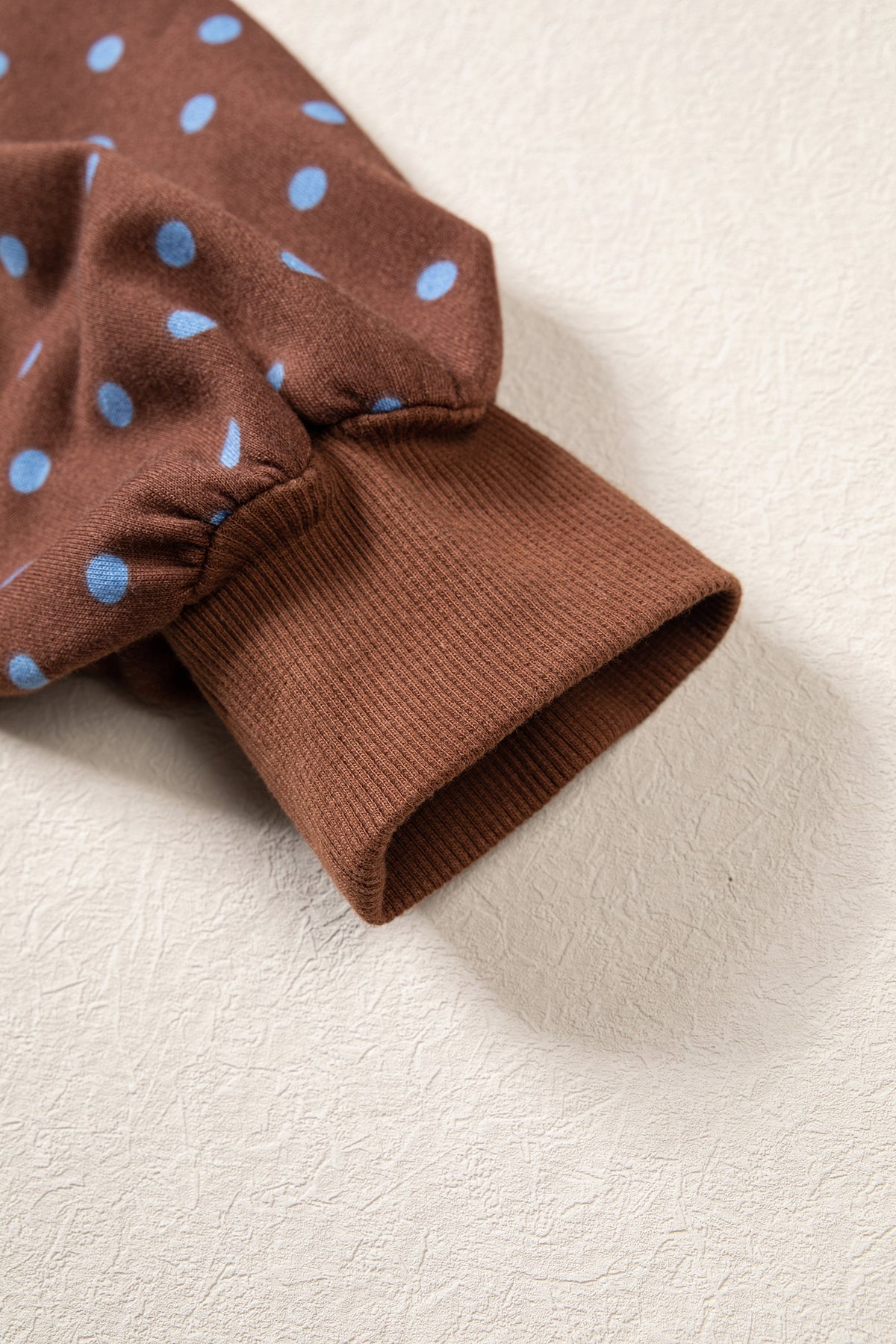 Brown Polka Dot Drawstring Wide Leg Long Sleeve Top Pant Set-Two Piece Sets/Pant Sets-[Adult]-[Female]-2022 Online Blue Zone Planet