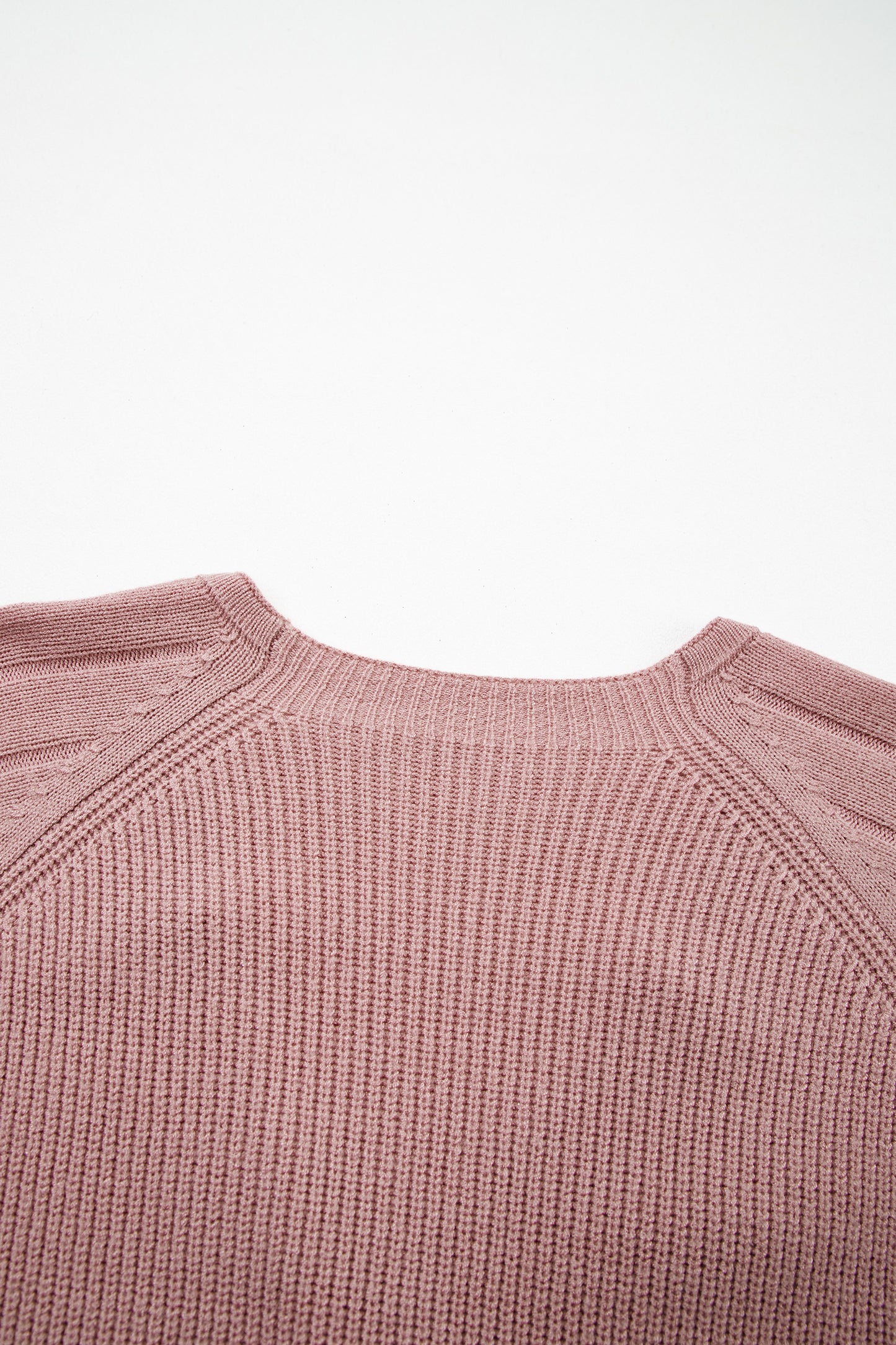 Light Pink Mixed Texture Knit Button V Neck Sweater Cardigan-TOPS / DRESSES-[Adult]-[Female]-2022 Online Blue Zone Planet