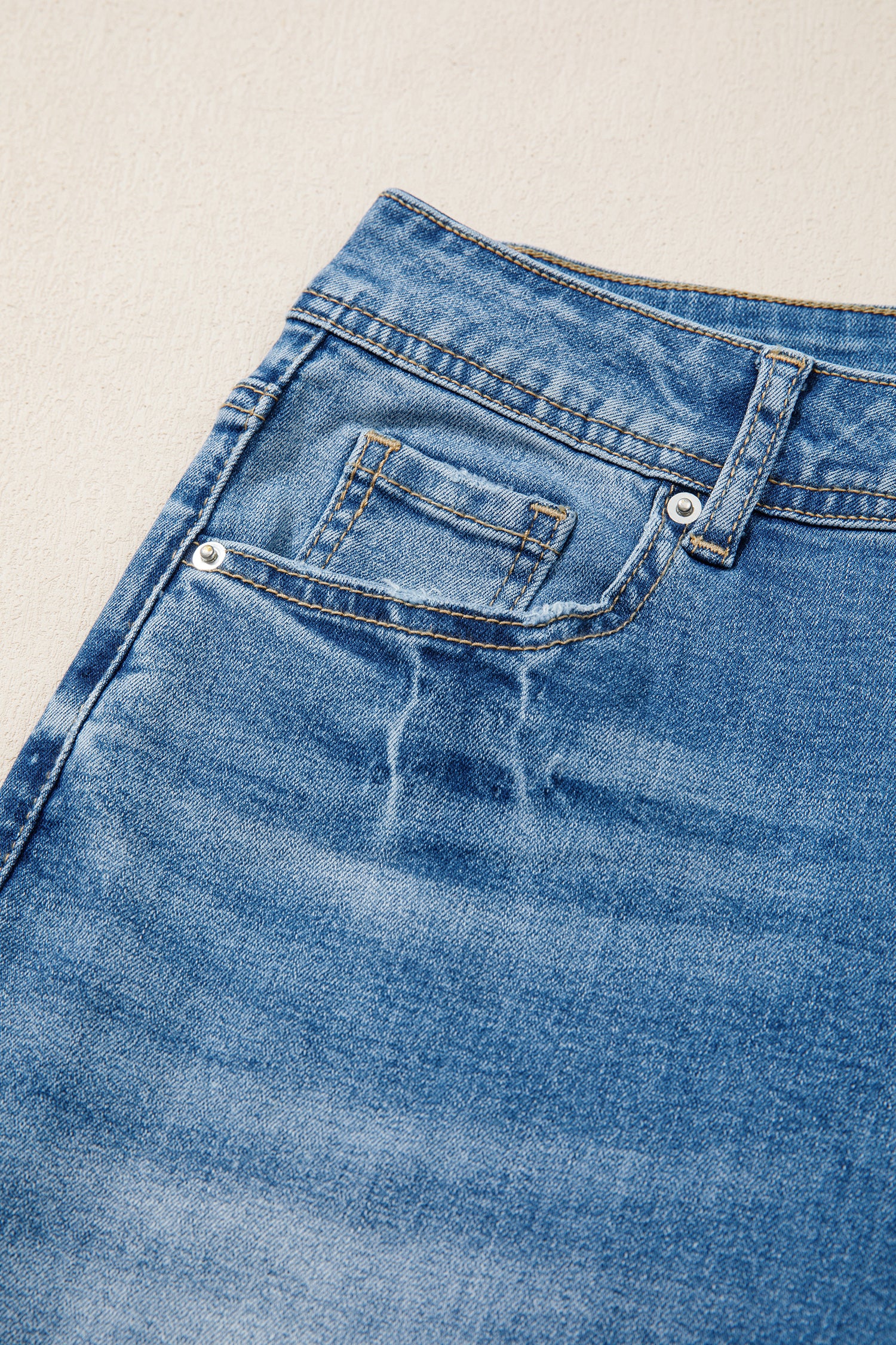 Myosotis Acid Washed Straight Leg Full Length Casual Jeans-Bottoms/Jeans-[Adult]-[Female]-2022 Online Blue Zone Planet