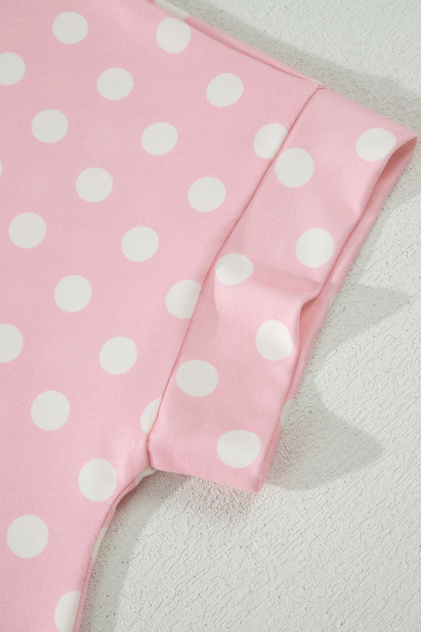 Pink Polka Dot Print Mock Neck Short Sleeve Top Shift Pant Set-Two Piece Sets/Pant Sets-[Adult]-[Female]-2022 Online Blue Zone Planet