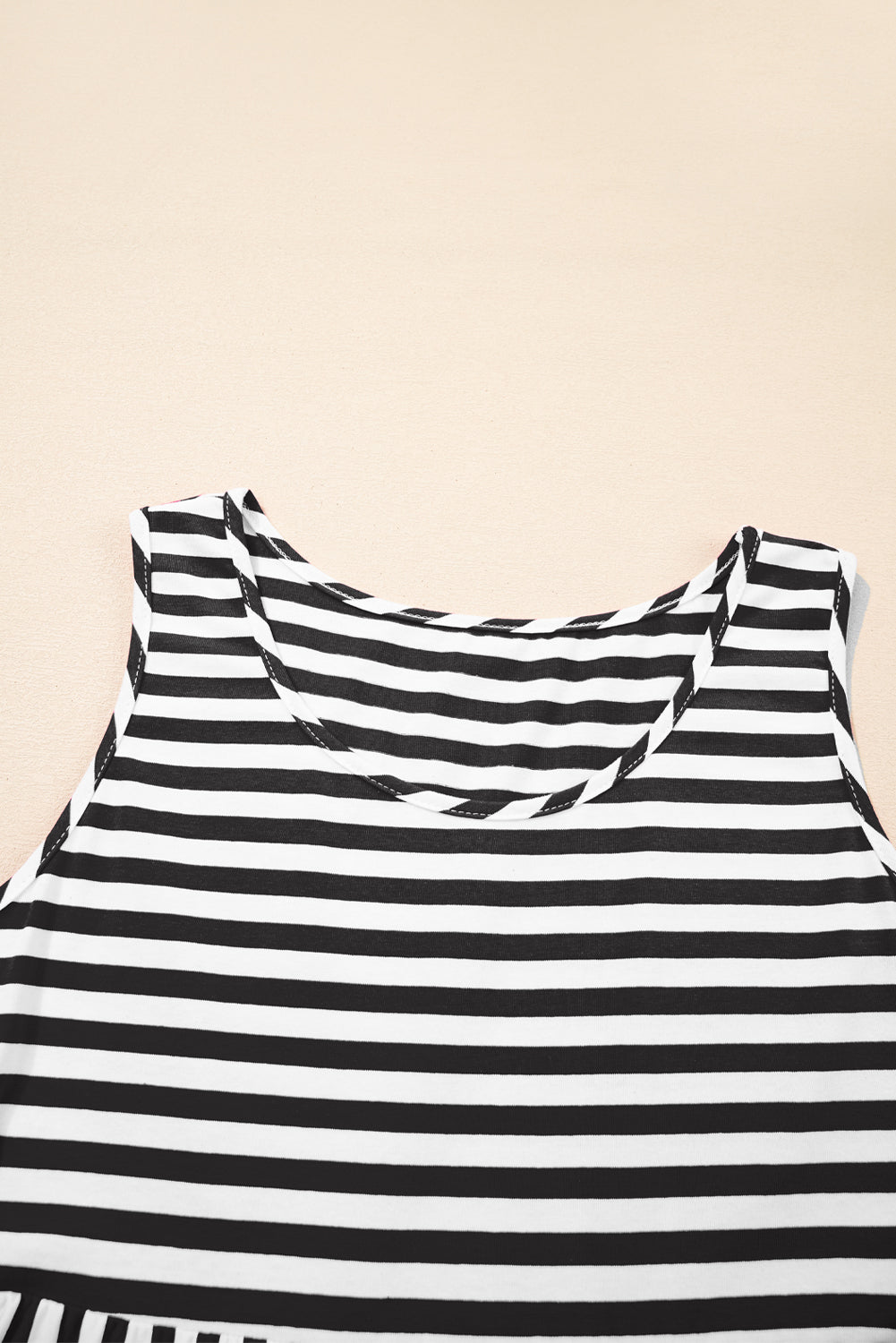 Black Stripe U Neck Sleeveless Loose Fit Mini Dress-TOPS / DRESSES-[Adult]-[Female]-2022 Online Blue Zone Planet