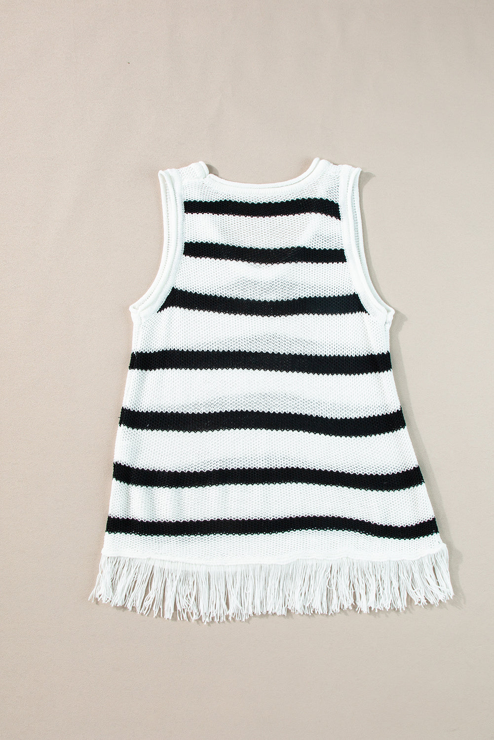 Beige Stripe Loose Knit Fringe Tank Top-Sale (50% OFF)/20% OFF-[Adult]-[Female]-2022 Online Blue Zone Planet