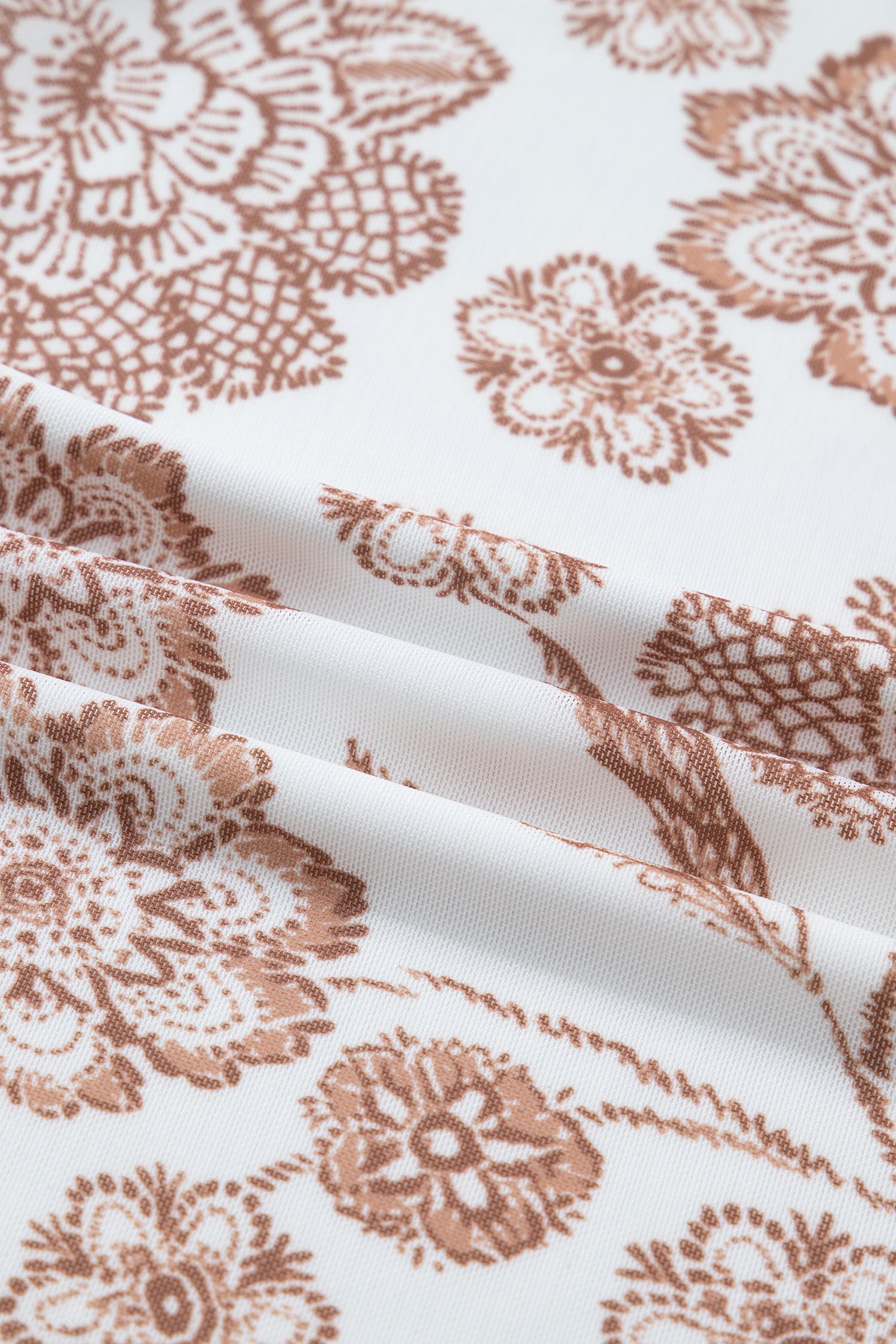 Brown Thumbhole Long Sleeve Floral Print Mesh Top-Tops/Long Sleeve Tops-[Adult]-[Female]-2022 Online Blue Zone Planet