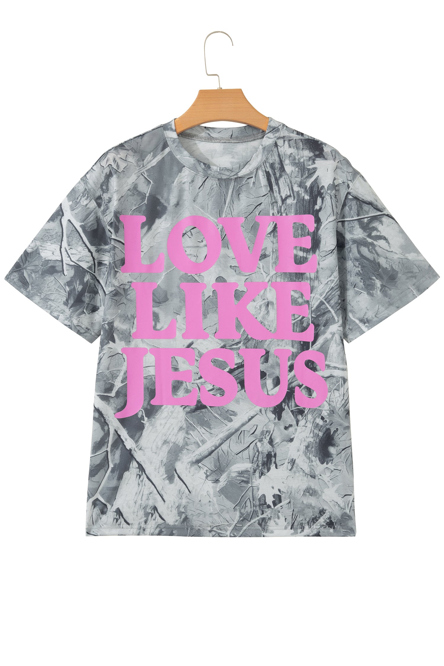 Beige Camo Woodland Love Like Jesus Casual Tee-Tops/Tops & Tees-[Adult]-[Female]-2022 Online Blue Zone Planet
