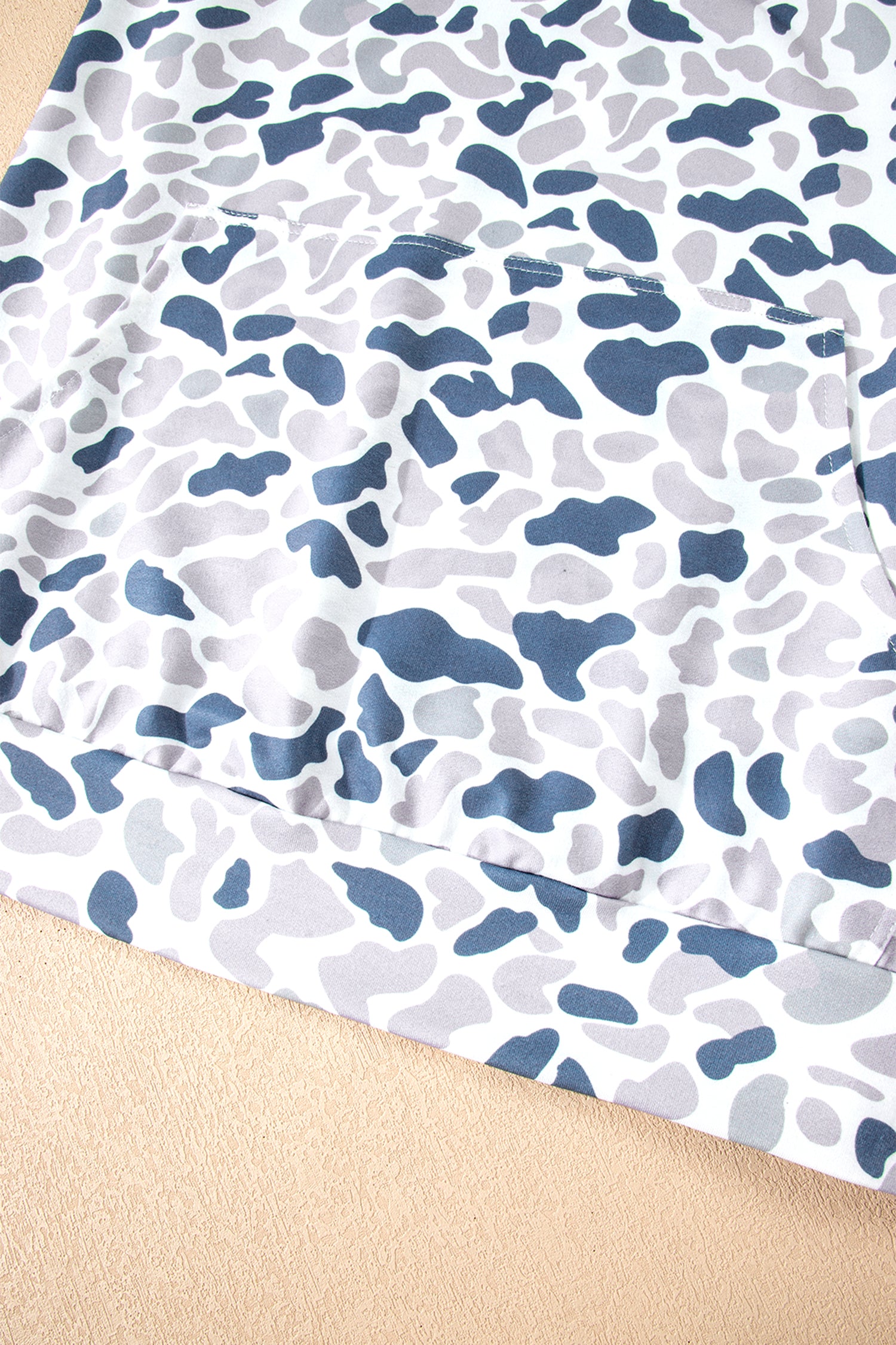 Multicolour Plus Camouflage Print Quarter Zip Kangaroo Pocket Pullover Sweatshirt-Plus Size/Plus Size Sweatshirts & Hoodies-[Adult]-[Female]-2022 Online Blue Zone Planet