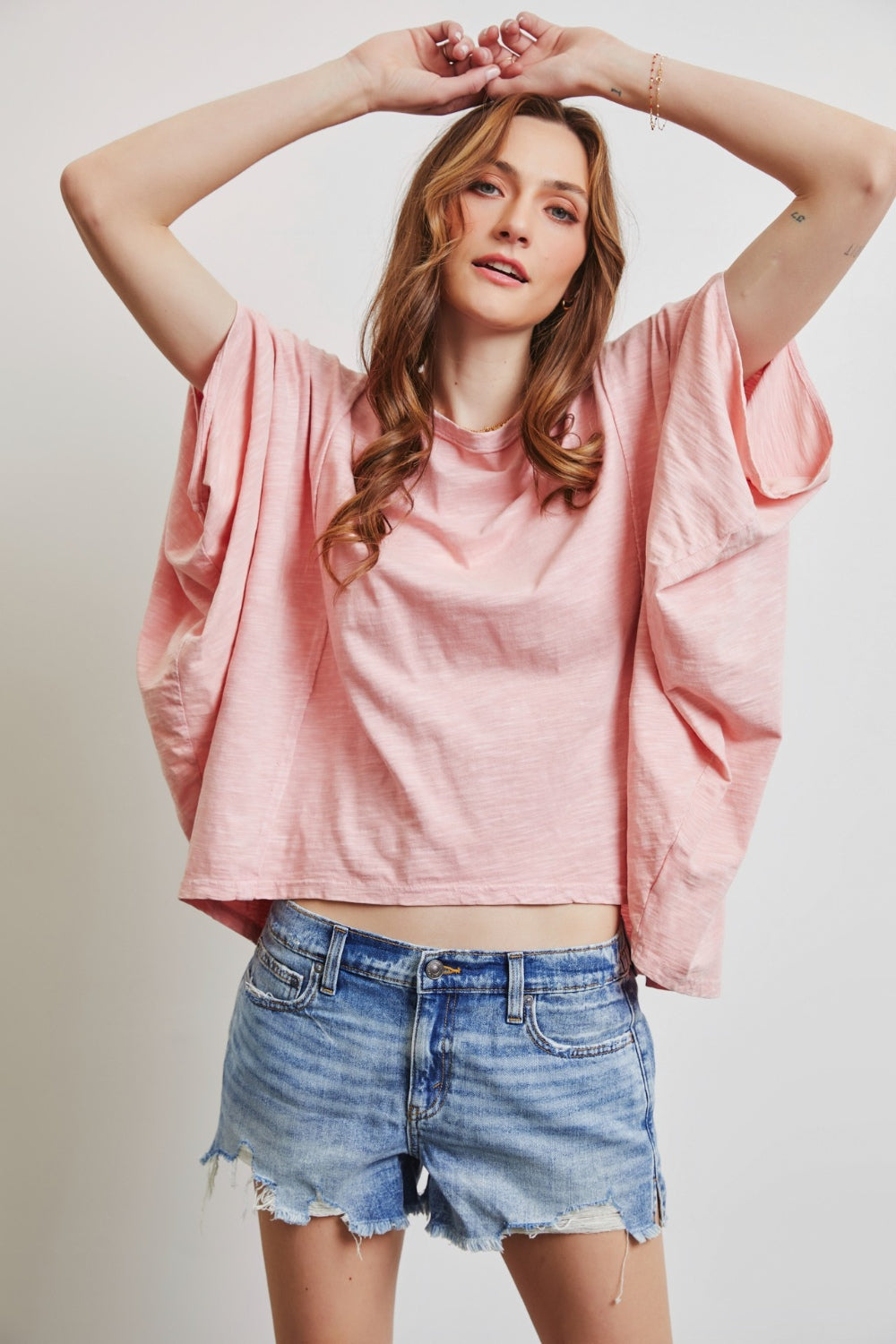 HEYSON Full Size Garment-Dyed Boat Neck Oversized Top-TOPS / DRESSES-[Adult]-[Female]-Pink-S-2022 Online Blue Zone Planet