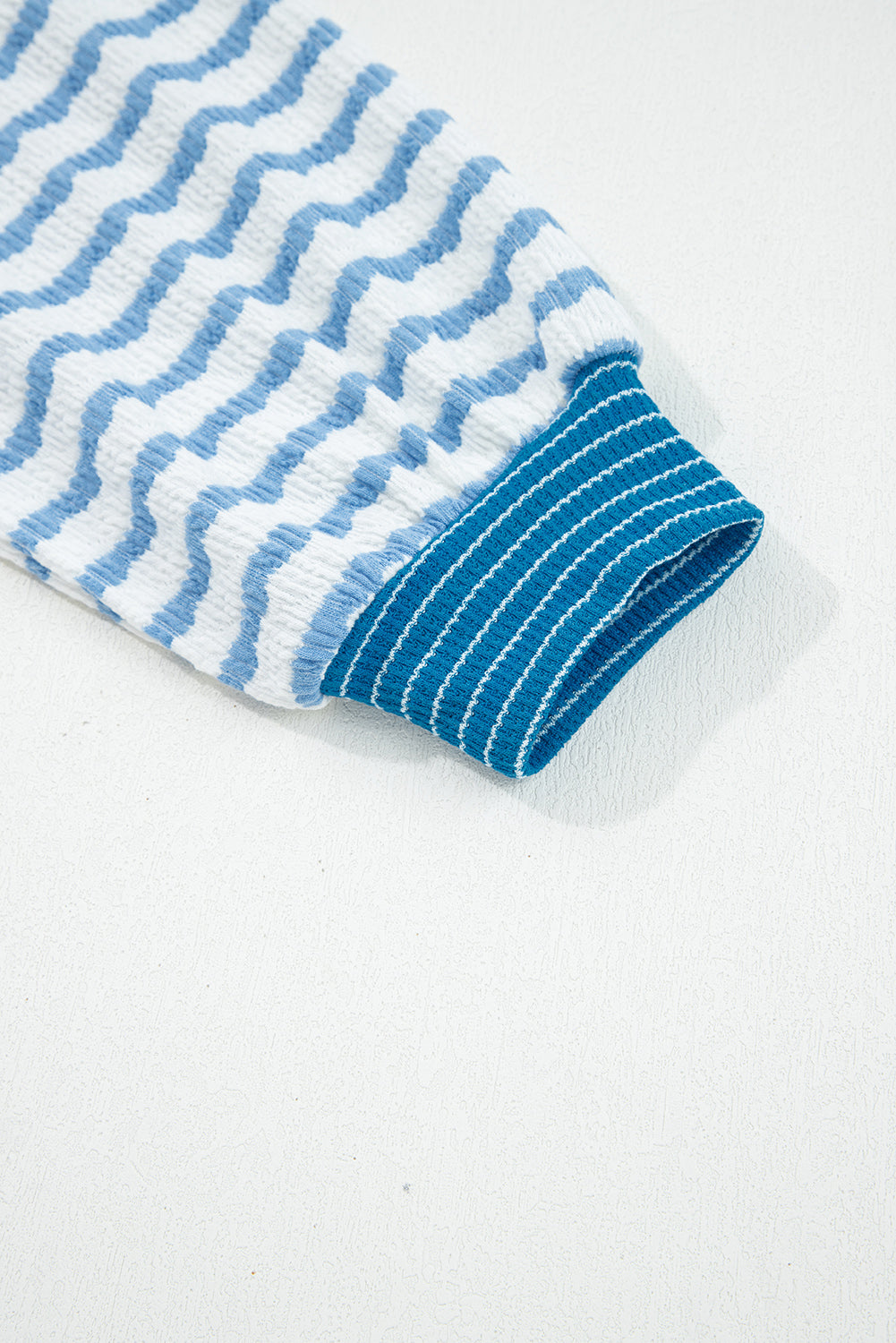 Sky Blue Stripe Collared Pullover Top and Drawstring Pant Set-Two Piece Sets/Pant Sets-[Adult]-[Female]-2022 Online Blue Zone Planet