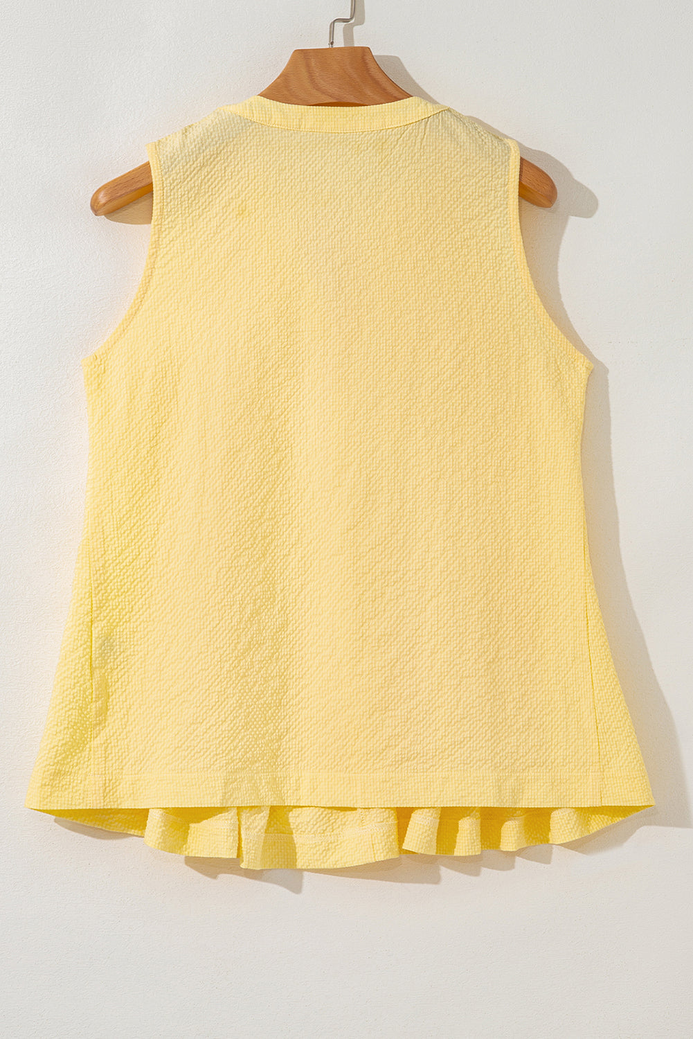 Yellow Cream Bow Tie Notched Neck Pleated Tank Top-Tops/Tank Tops-[Adult]-[Female]-2022 Online Blue Zone Planet