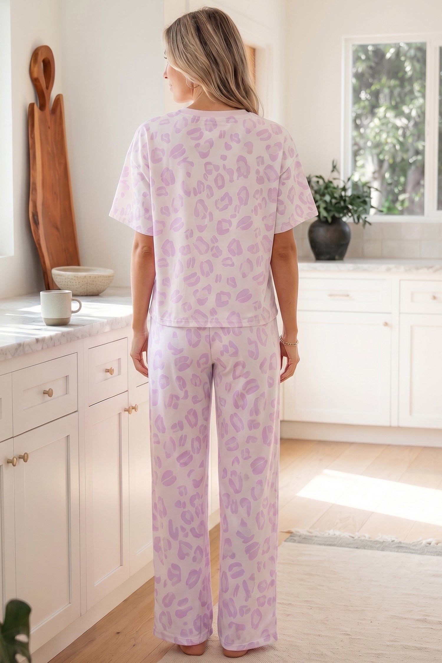 Pink Leopard Two Piece Top and Pants Set-Two Piece Sets/Pant Sets-[Adult]-[Female]-2022 Online Blue Zone Planet