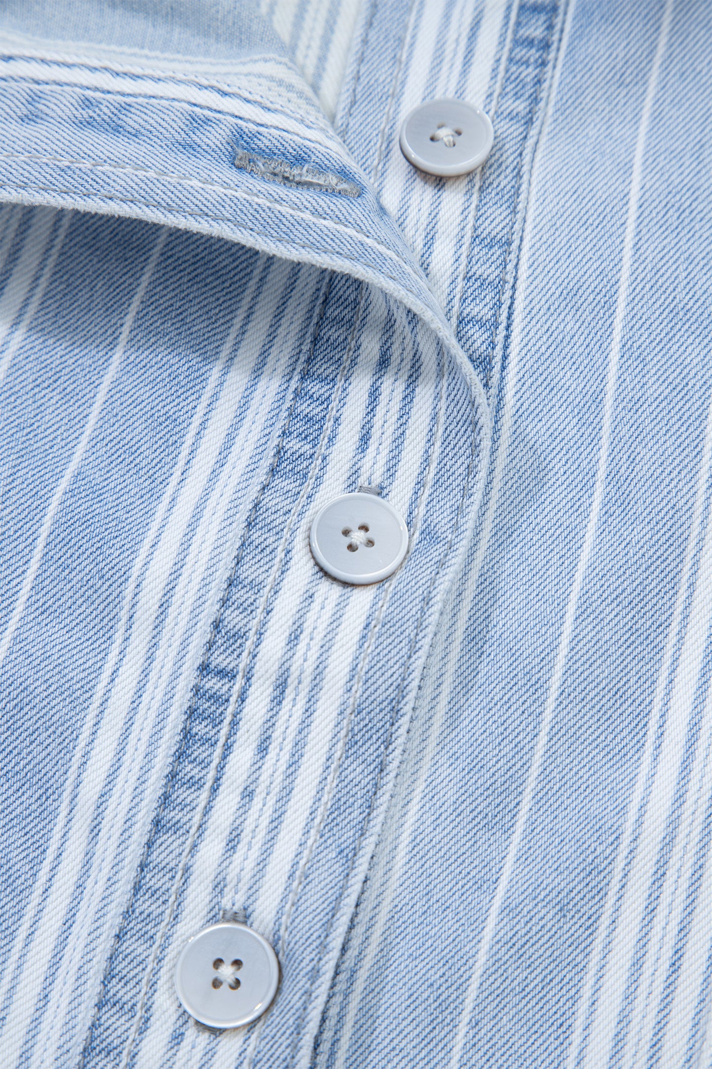 Sky Blue Stripe Boyfriend Chest Pocket Classic Denim Shacket-Outerwear/Denim jackets-[Adult]-[Female]-2022 Online Blue Zone Planet