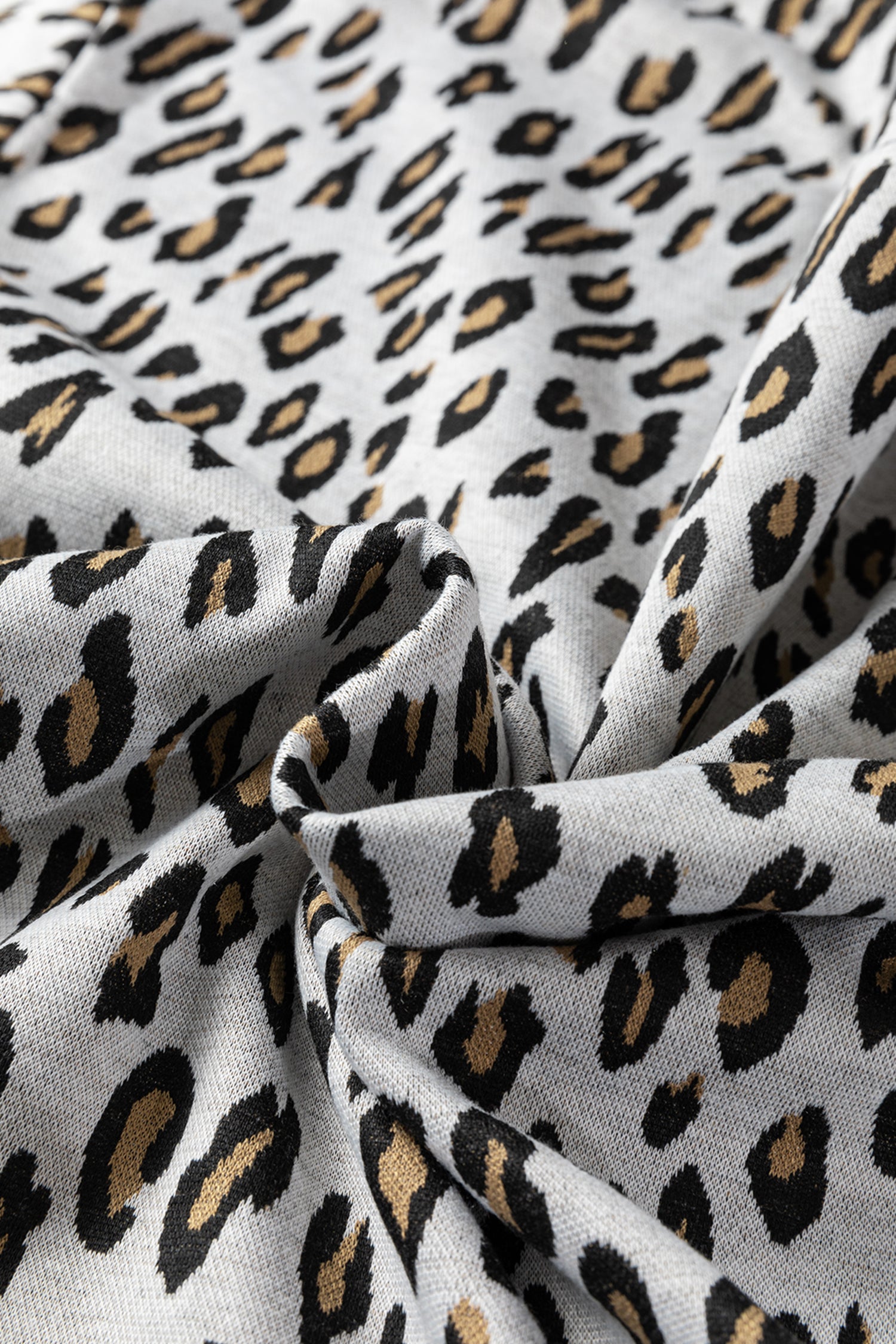 Beige Leopard Print Casual Tee and Pants 2pcs Outfit-Two Piece Sets/Pant Sets-[Adult]-[Female]-2022 Online Blue Zone Planet