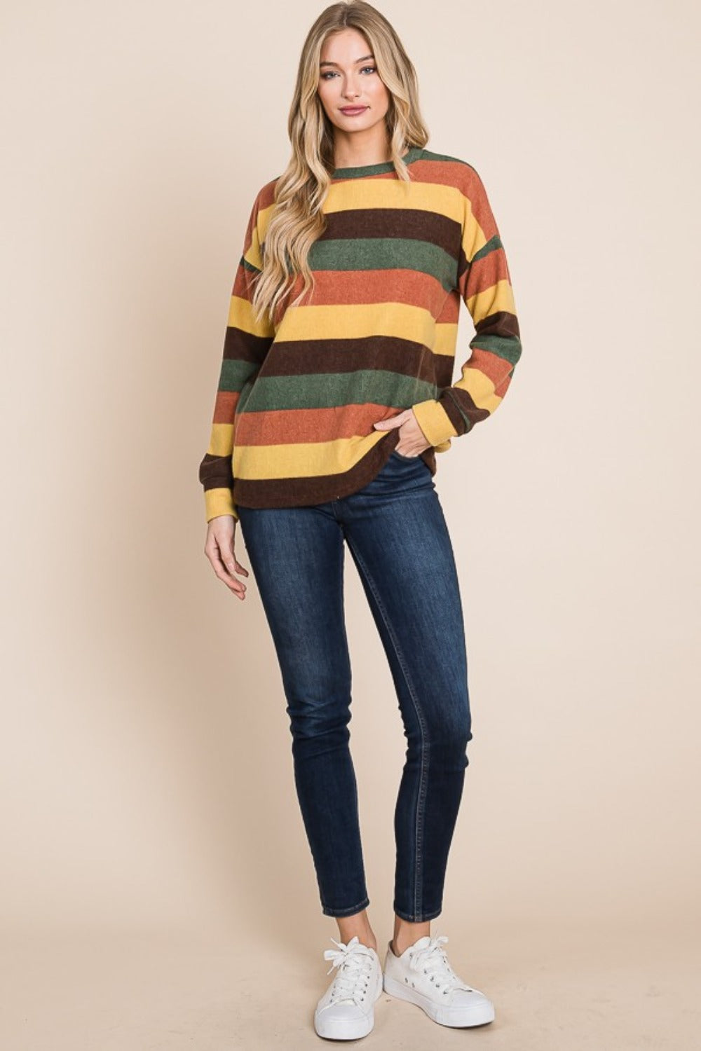 Blue Zone Planet | BOMBOM Multi-Color Striped Knit Top-TOPS / DRESSES-[Adult]-[Female]-2022 Online Blue Zone Planet