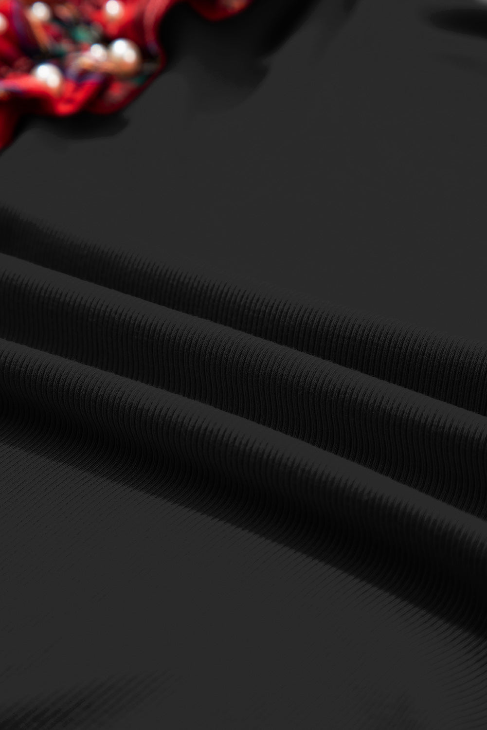 Black Plaid Pearl Ruffle Short Sleeve Loose T Shirt-Tops/Tops & Tees-[Adult]-[Female]-2022 Online Blue Zone Planet