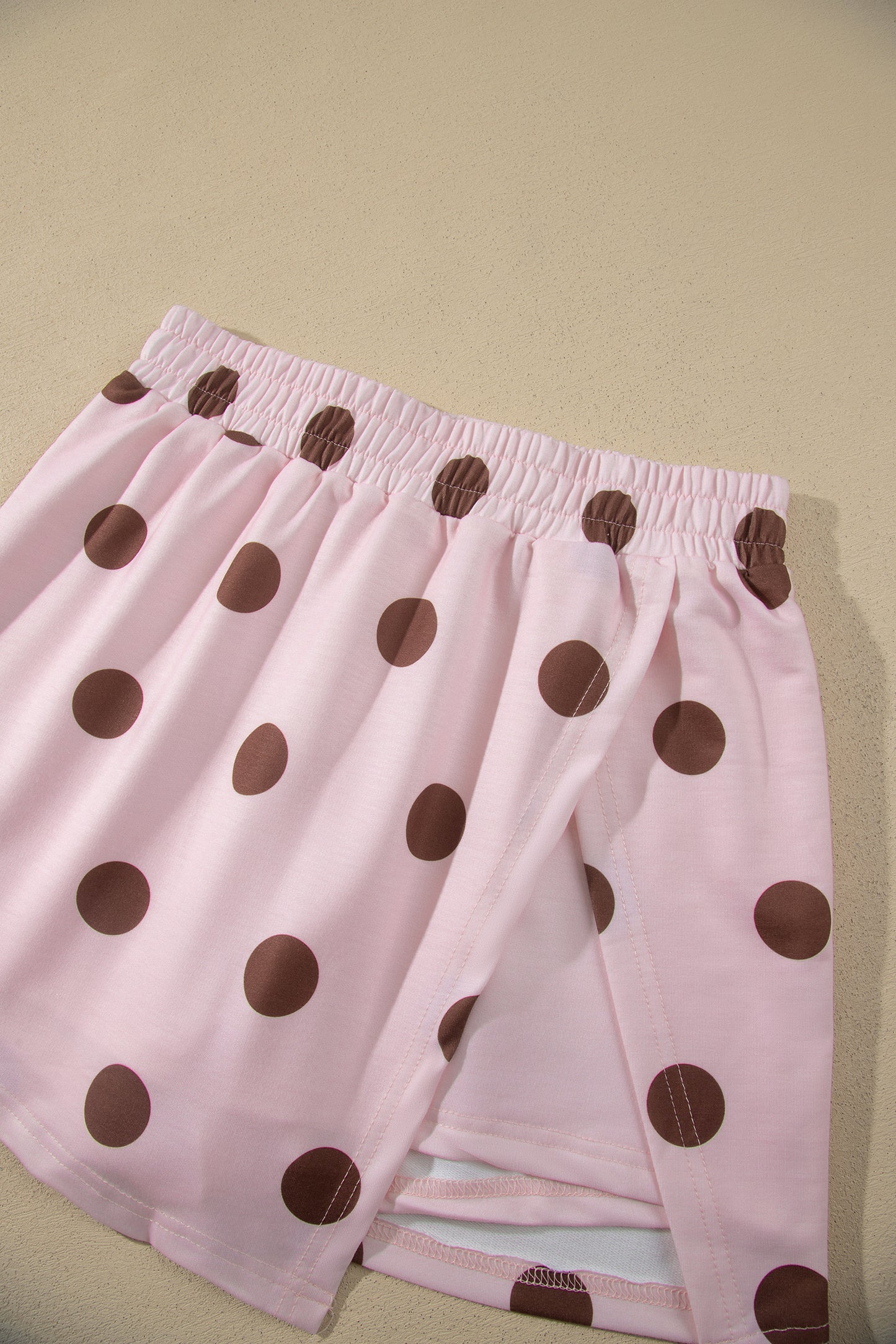 Pink Polka Dot Two Piece Set Long Sleeve Casual Skirt Set-Two Piece Sets/Two Piece Dresses-[Adult]-[Female]-2022 Online Blue Zone Planet
