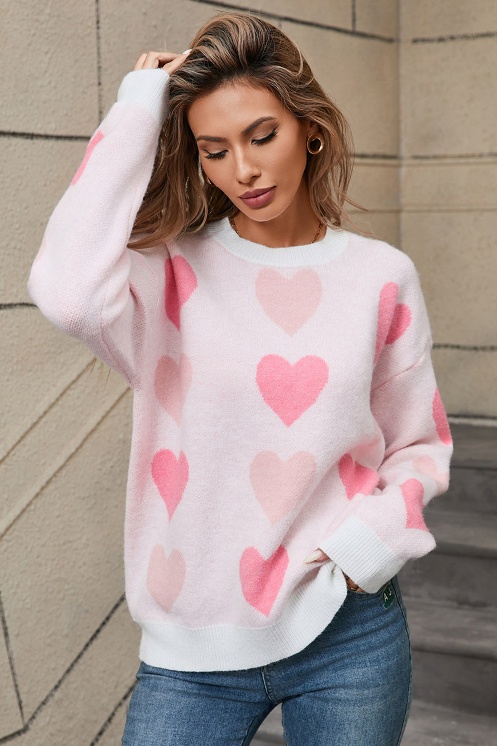 Angel Wings Heart Round Neck Long Sleeve Sweater-TOPS / DRESSES-[Adult]-[Female]-White-S-2022 Online Blue Zone Planet