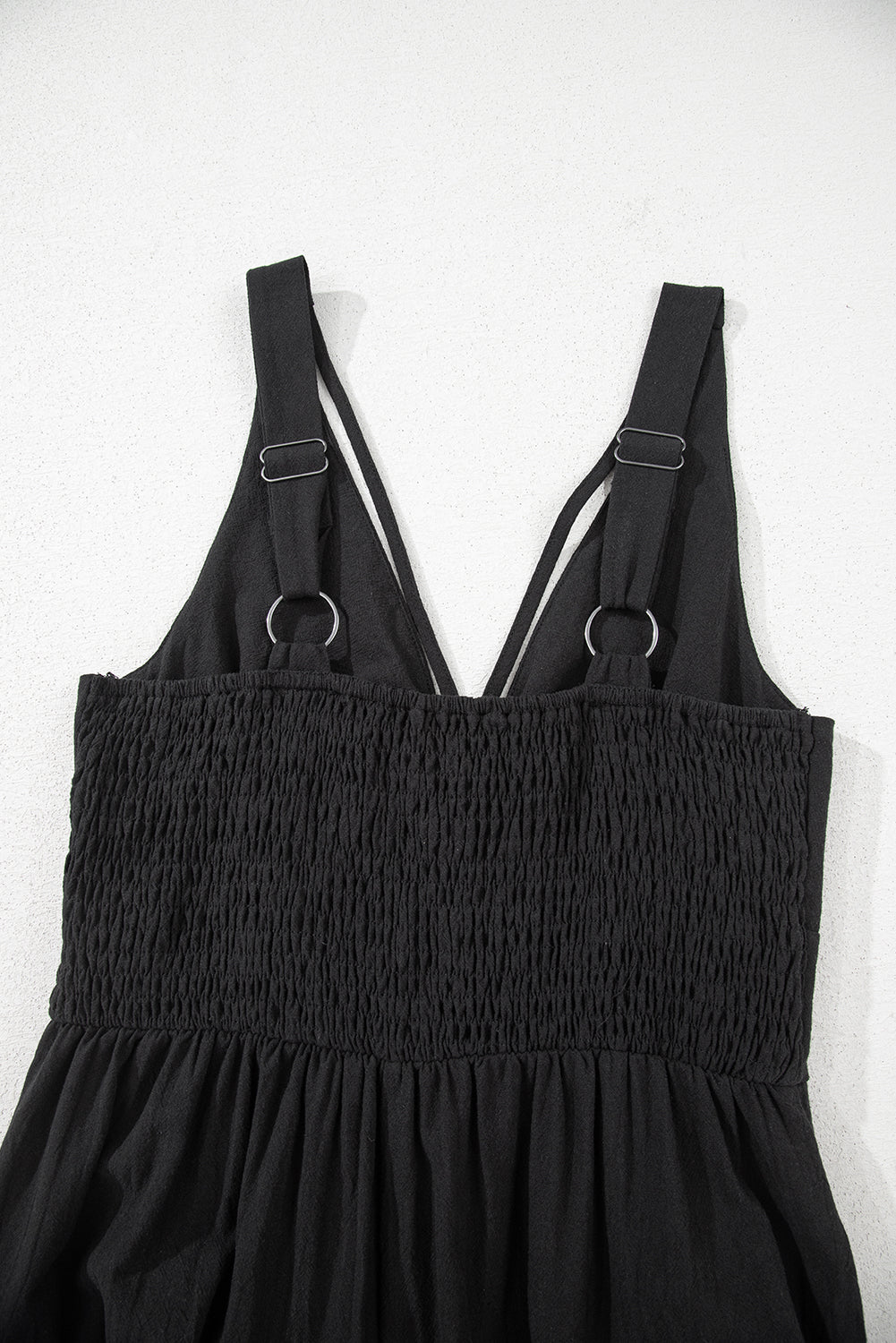 Black Front Cut Out Smocked Back Sleeveless Wide Leg Jumpsuit-Bottoms/Jumpsuits & Rompers-[Adult]-[Female]-2022 Online Blue Zone Planet