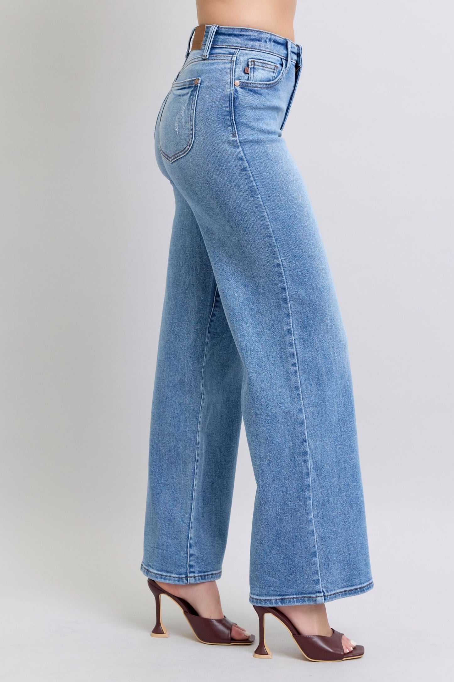 Judy Blue Full Size Wide Leg Jeans with Pockets-BOTTOM SIZES SMALL MEDIUM LARGE-[Adult]-[Female]-2022 Online Blue Zone Planet