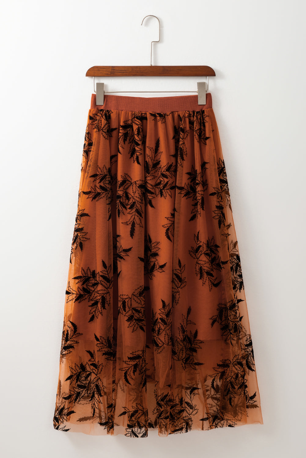 Blue Zone Planet | Gold Flame Floral Leaves Embroidered High Waist Maxi Skirt-Bottoms/Skirts & Petticoat-[Adult]-[Female]-2022 Online Blue Zone Planet