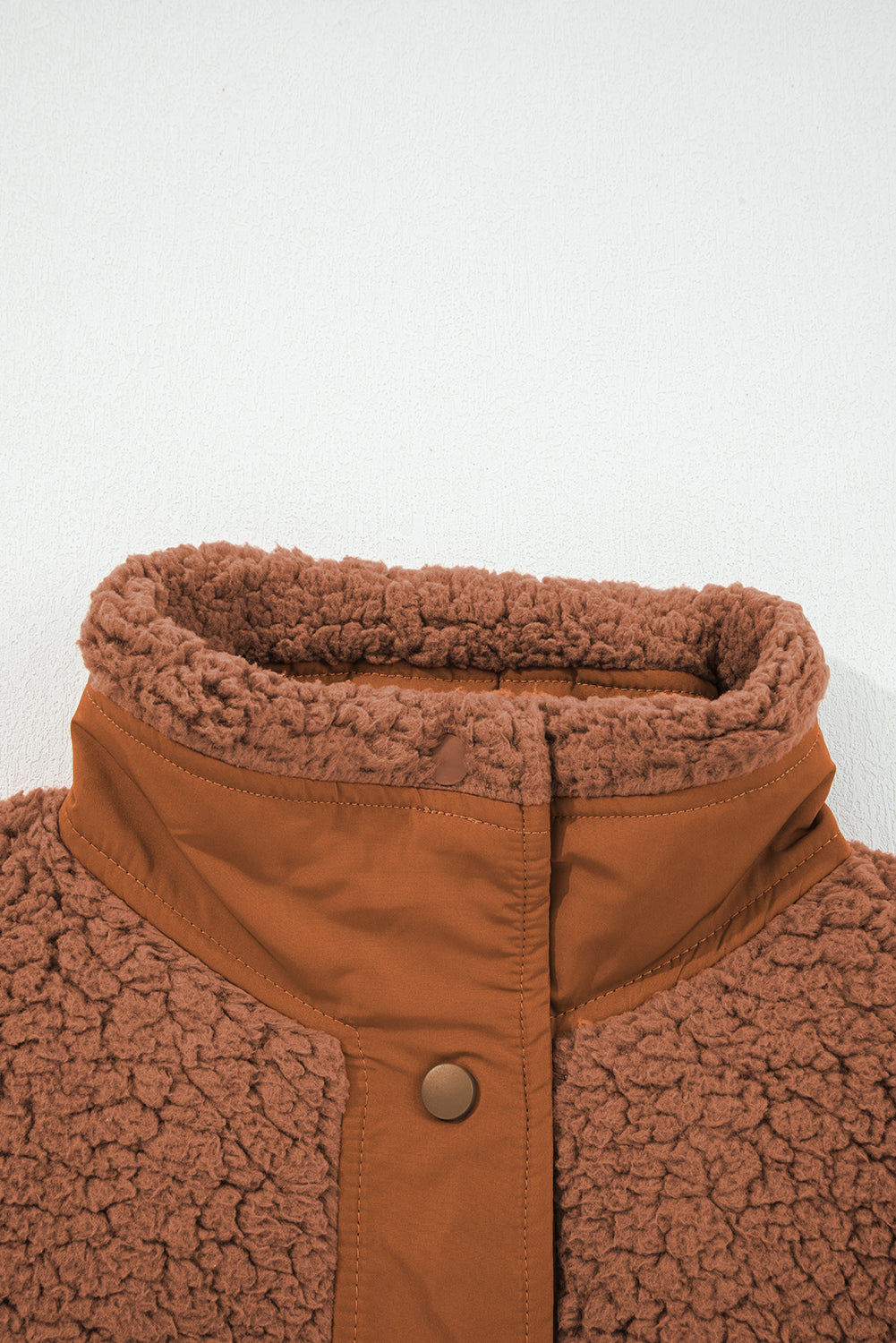 Cinnamon Faux Fur Snap Button Front Knot Side Plush Vest With Pockets-Outerwear/Vests-[Adult]-[Female]-2022 Online Blue Zone Planet