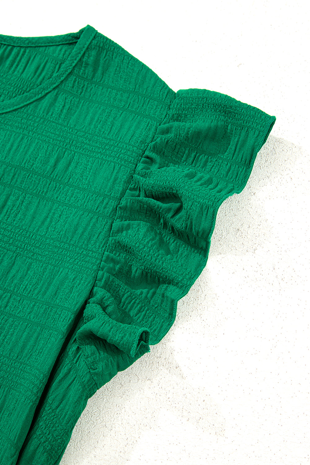 Dark Green Textured Flutter Sleeve Ruffled Mini Dress-TOPS / DRESSES-[Adult]-[Female]-2022 Online Blue Zone Planet