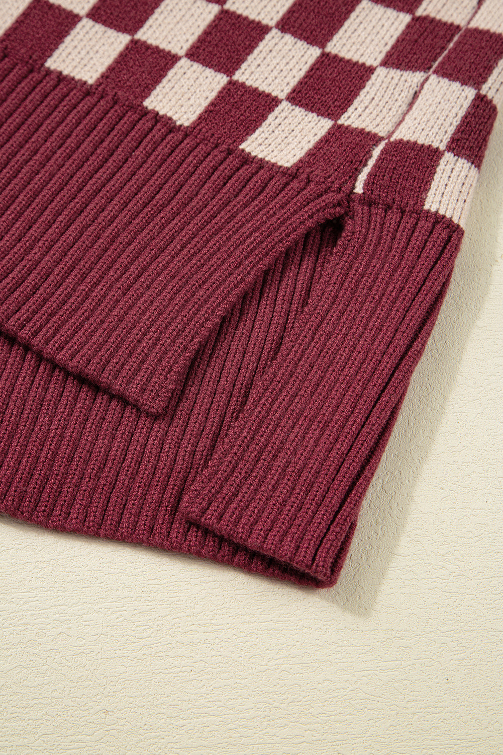 Brown Checkered Color Block Knitted Drop Shoulder Sweater-TOPS / DRESSES-[Adult]-[Female]-2022 Online Blue Zone Planet