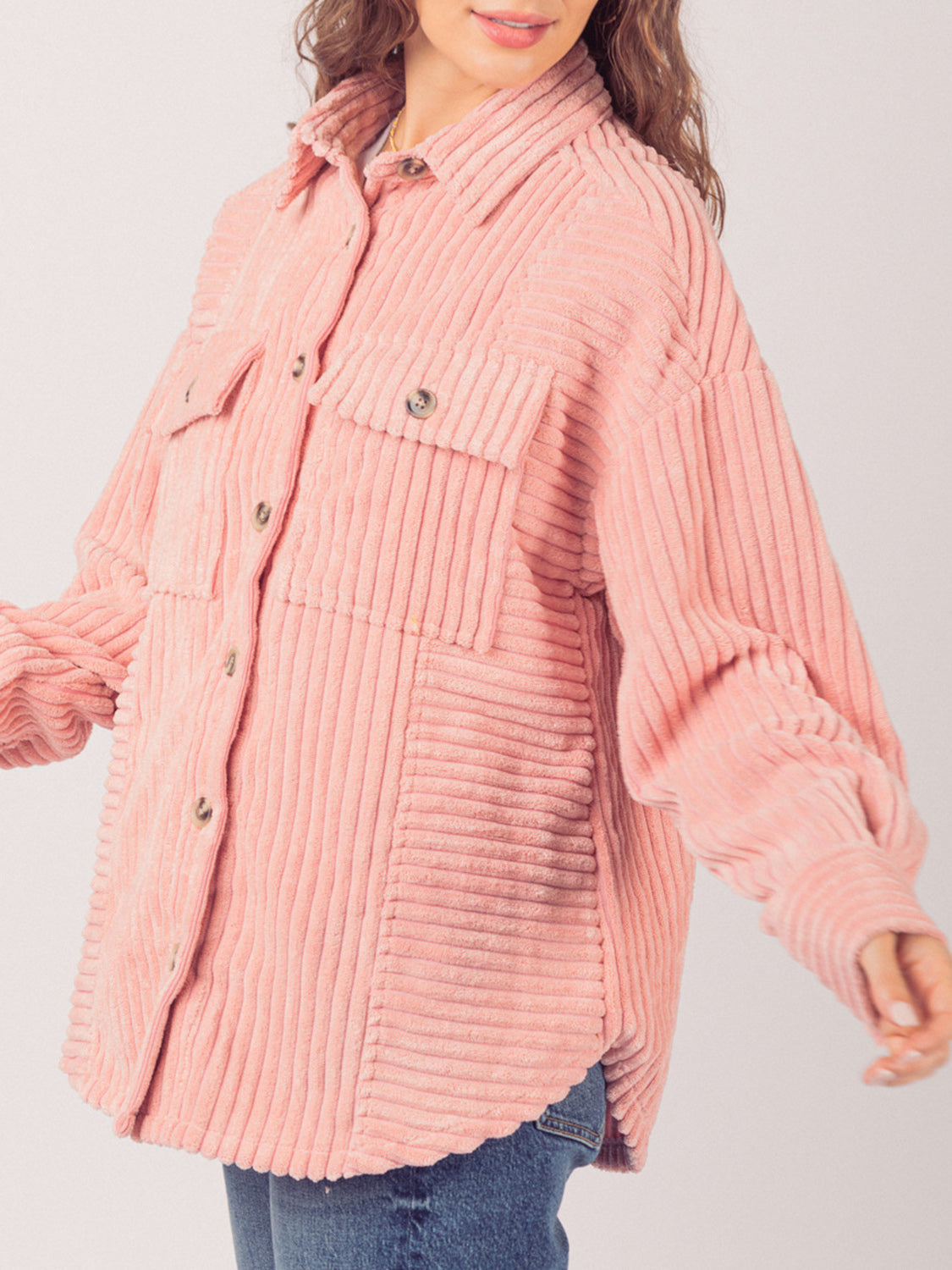 Blue Zone Planet | Button Up Long Sleeve Corduroy Jacket-TOPS / DRESSES-[Adult]-[Female]-2022 Online Blue Zone Planet