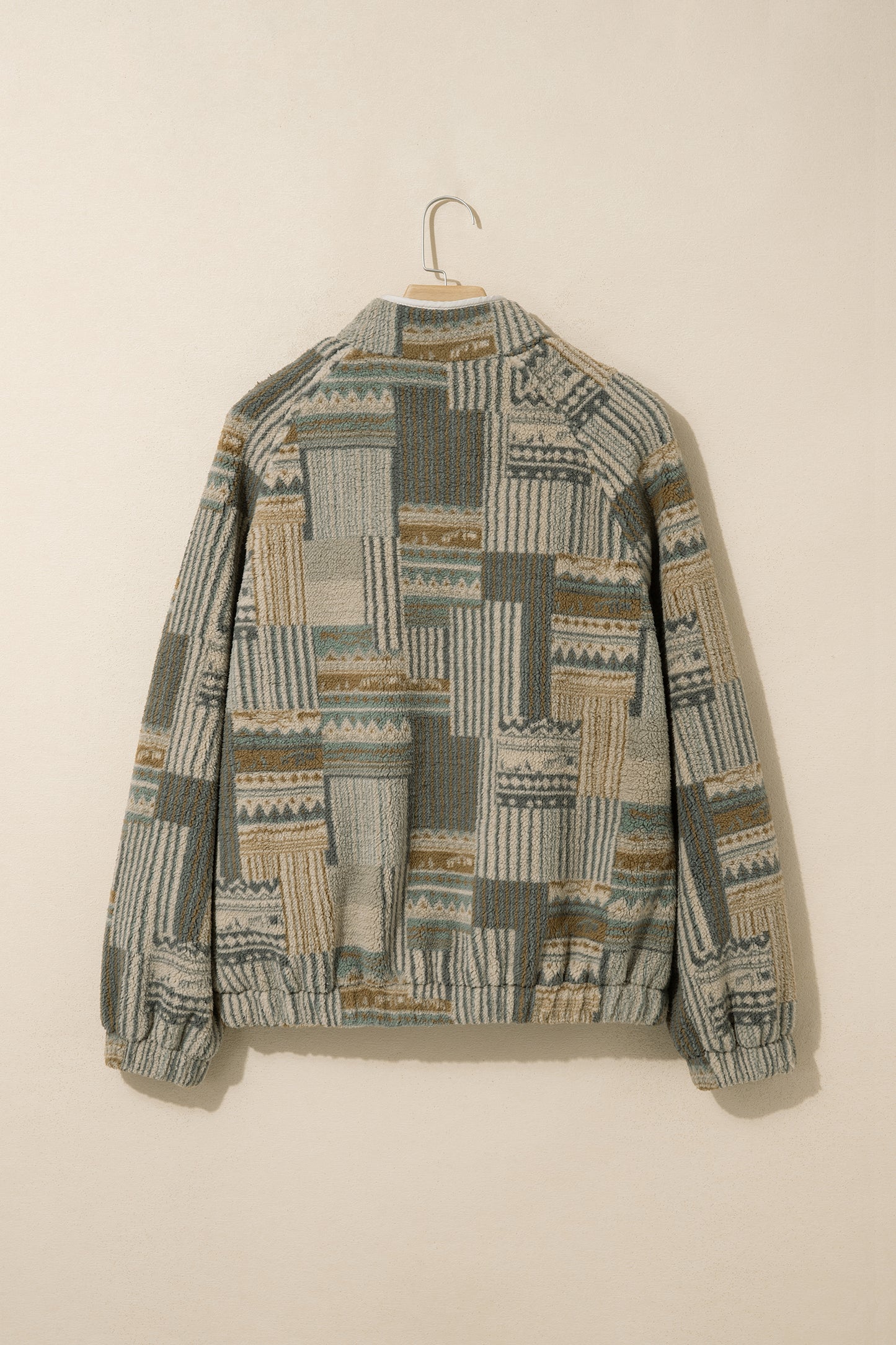 Green Western Print Fleece Pullover Long Sleeve Casual Fit Sweatshirt-Tops/Sweatshirts & Hoodies-[Adult]-[Female]-2022 Online Blue Zone Planet