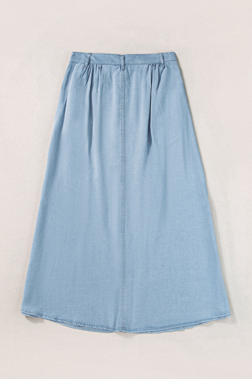 Mist Blue Fully Buttoned Long Denim Skirt-Bottoms/Skirts & Petticoat-[Adult]-[Female]-2022 Online Blue Zone Planet