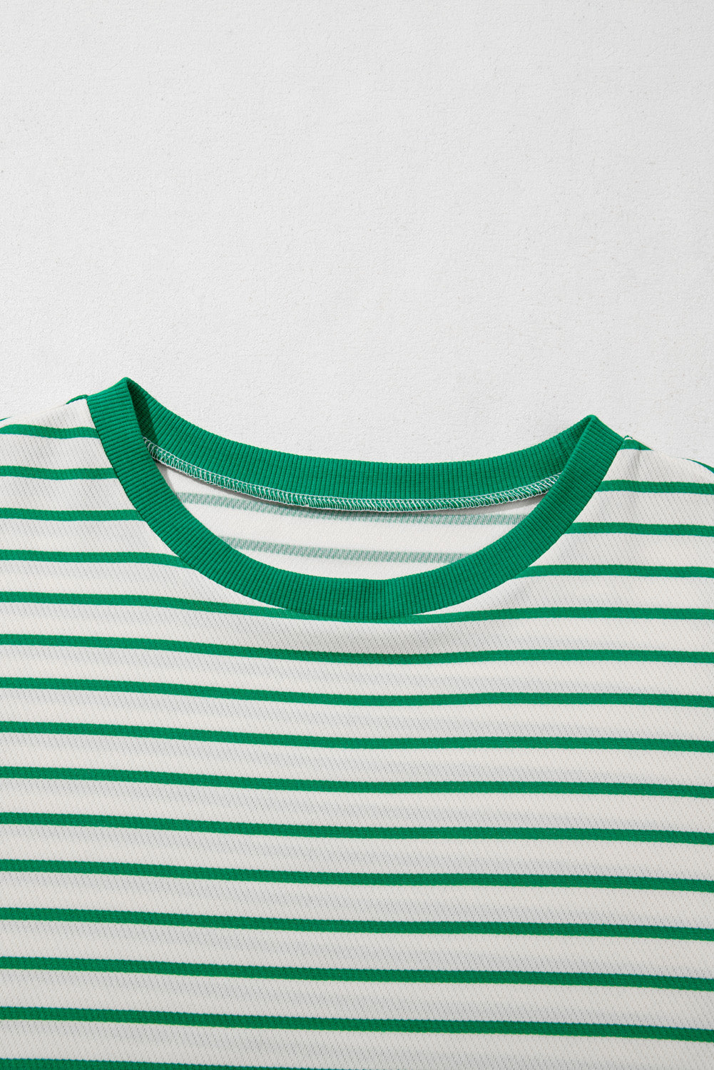 Green Stripe Plus Size St Patricks Day Round Neck T Shirt-Plus Size/Plus Size Tops/Plus Size Tops & Tees-[Adult]-[Female]-2022 Online Blue Zone Planet